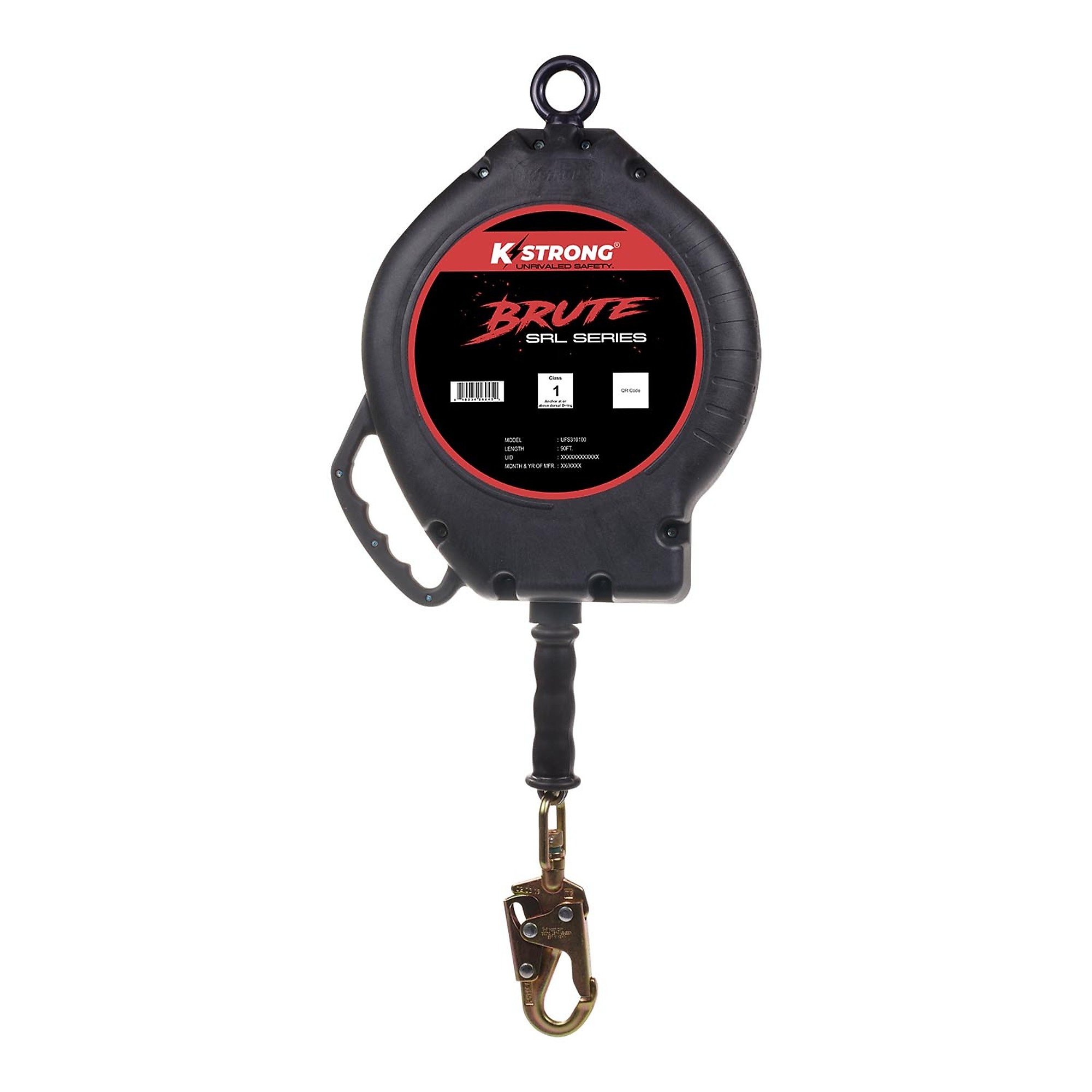 KStrong Brute Self-Retracting Lifeline — 90ft. Galvanized Steel Cable, Swivel Snap Hook, 310-Lb. Capacity, Model# UFS310090