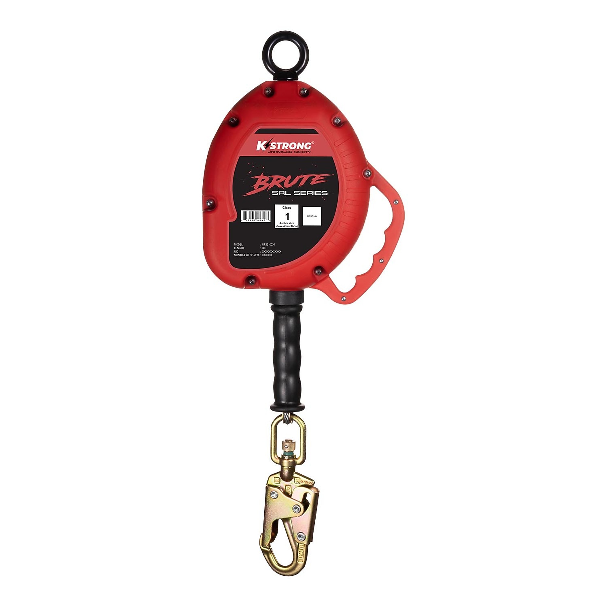 KStrong Brute Self-Retracting Lifeline — 30ft. Galvanized Steel Cable, Swivel Snap Hook, 310-Lb. Capacity, Model# UFS310030