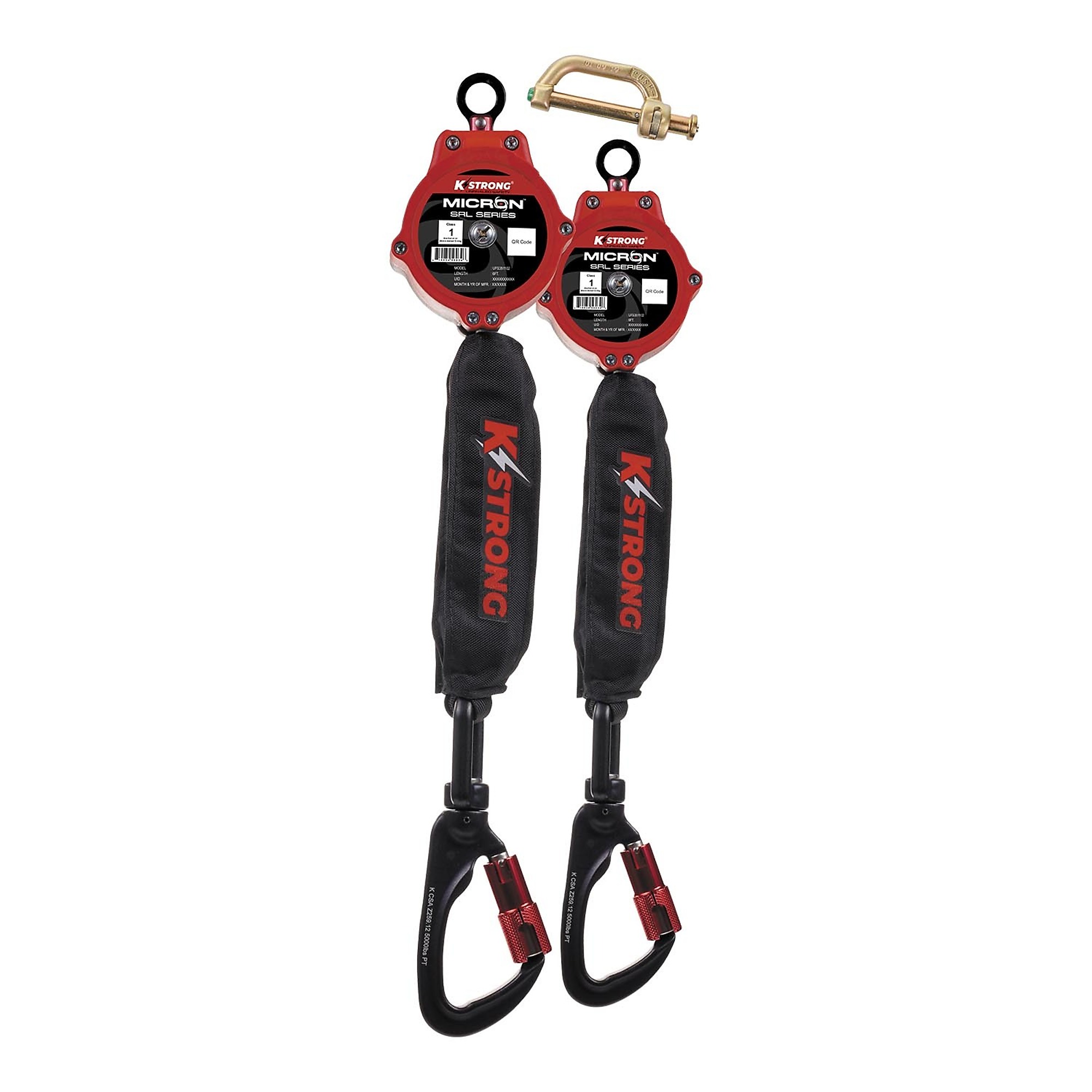 KStrong Micron Dual Self-Retracting Lifeline — 6ft., Aluminum Swivel Carabiners, Dual Dorsal Connector, Model# UFS351102D