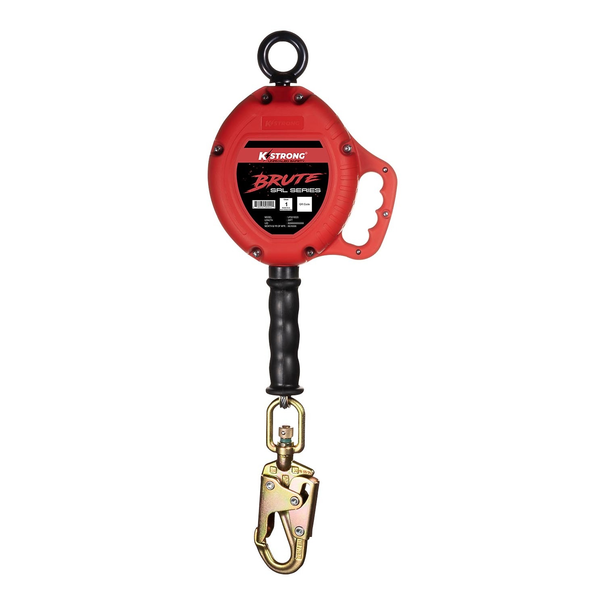 KStrong Brute Galvanized Steel Cable SRL — 20ft., Swivel Snap Hook, Includes Installation Carabiner and Tagline, Model# UFS310020