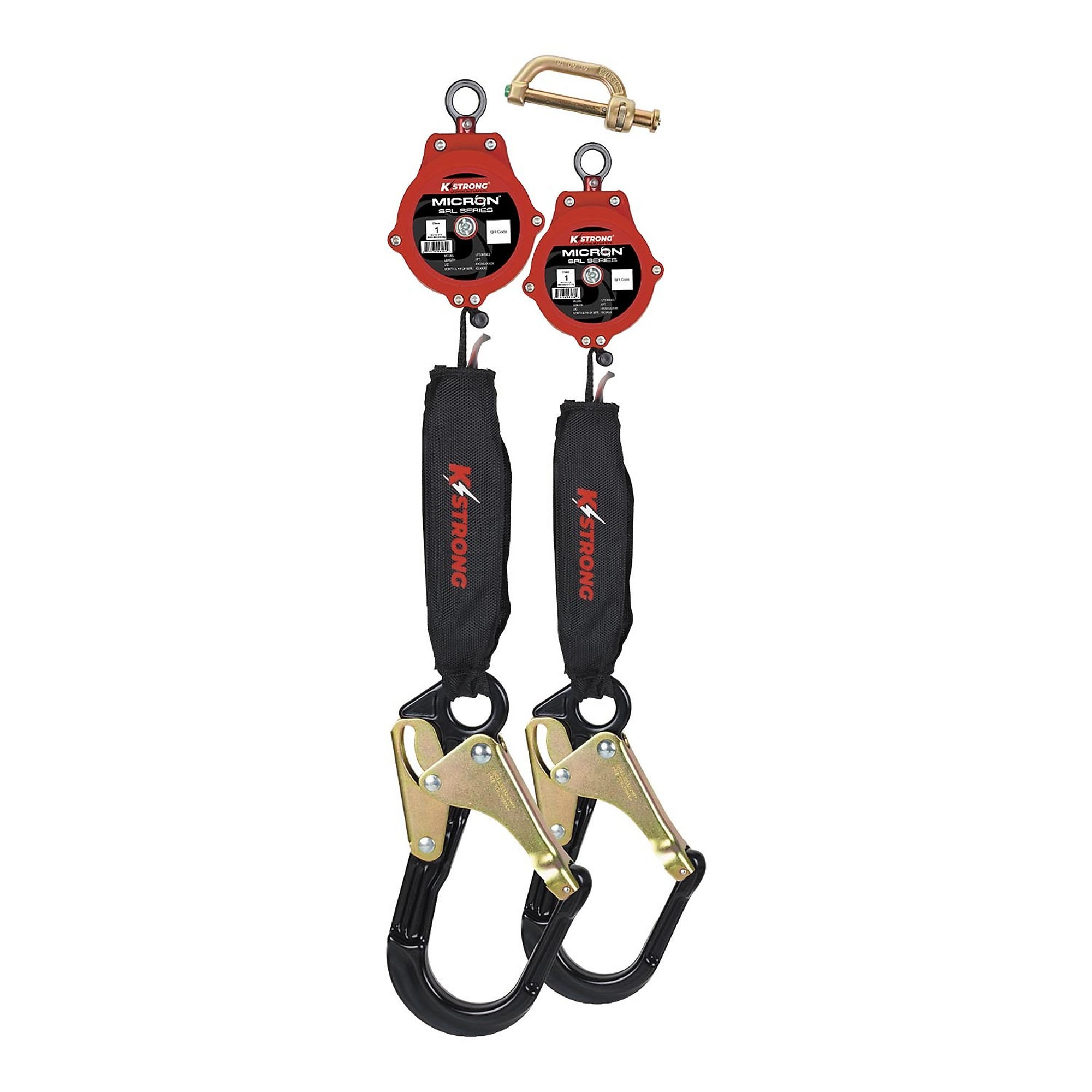 KStrong Micron Dual Self-Retracting Lifeline — 6ft., Aluminum Rebar Hooks, Dual Dorsal Connector, 310-Lb. ANSI Capacity, Model# UFS356002D