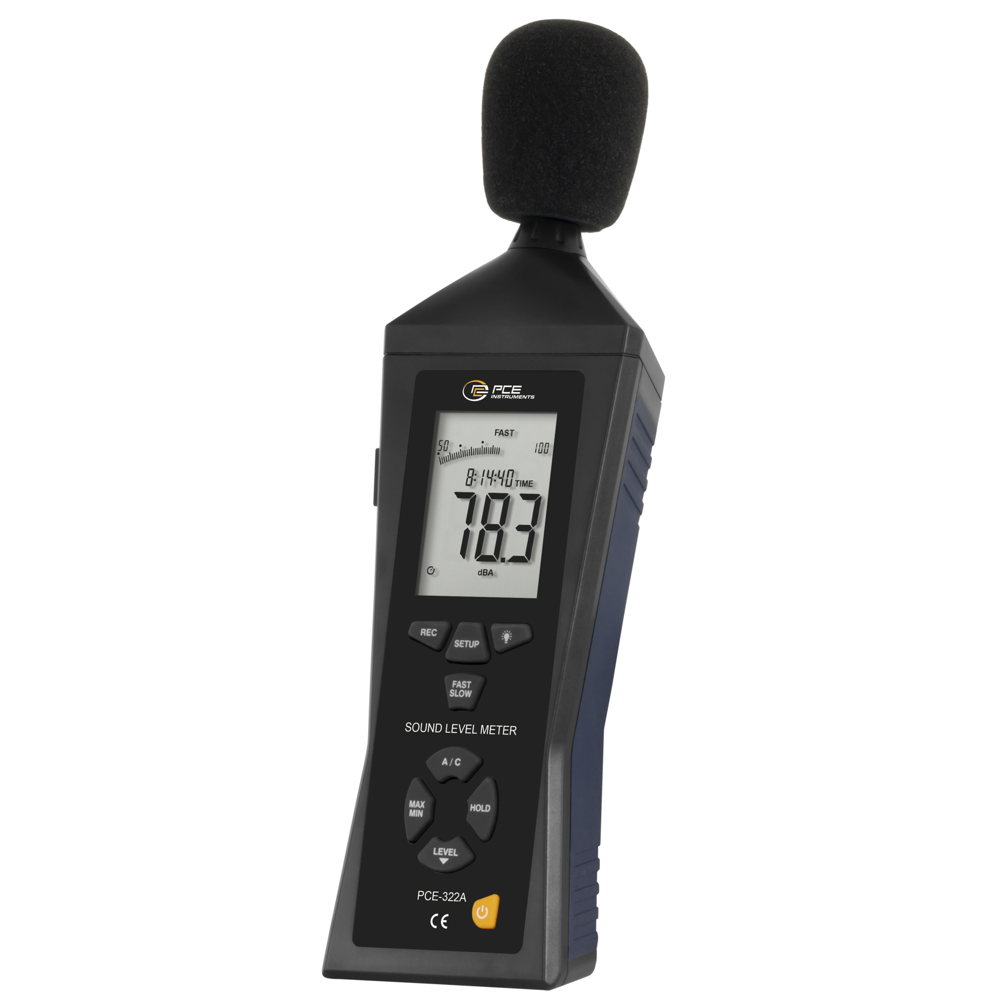 PCE Sound Level Meter — Class II, Handheld, Portable, Data-Logging Functionality, Model# PCE-322A