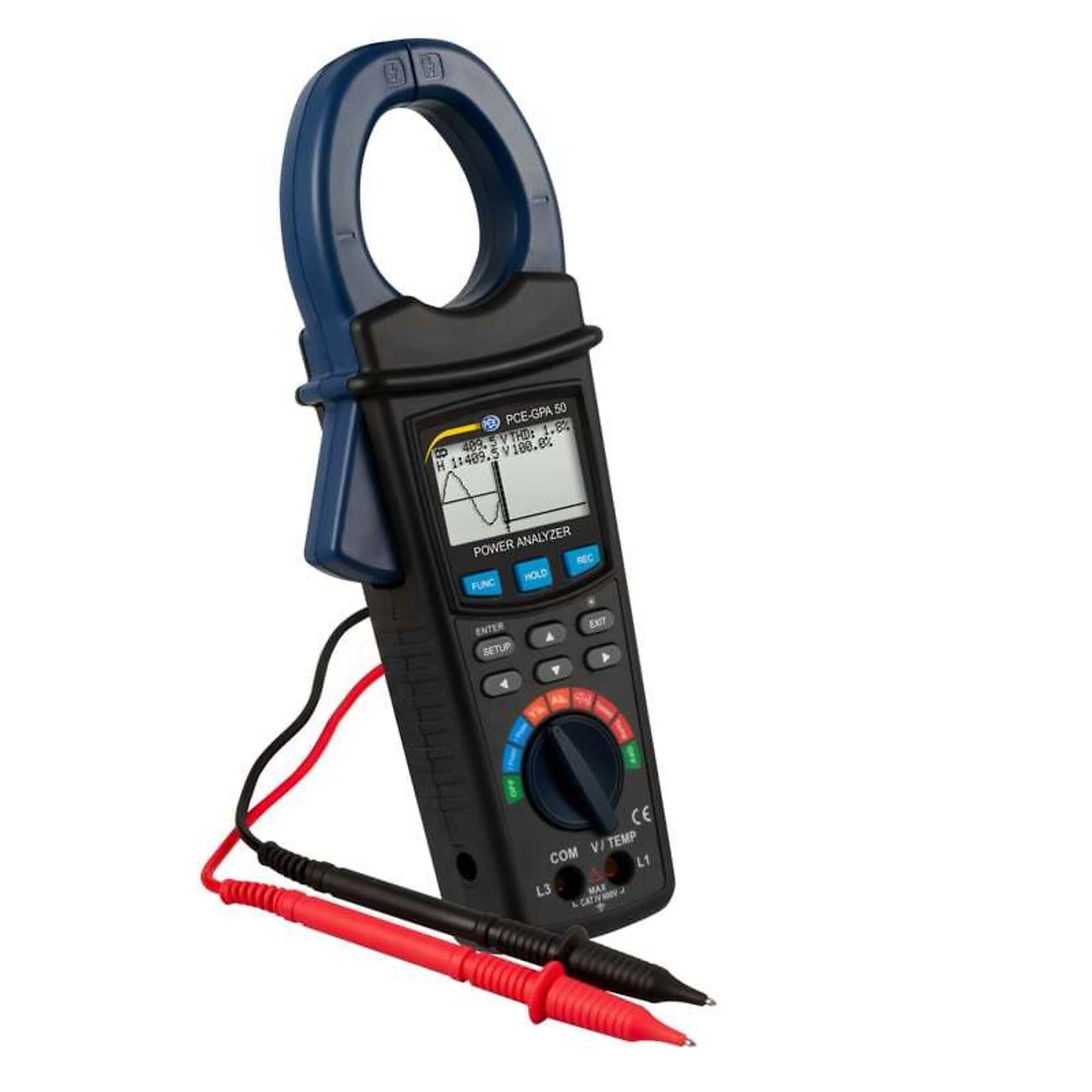 PCE Clamp Power Analyzer — Measures 1- or 3-Phase Loads, Up to 2A, Model# PCE-GPA 50