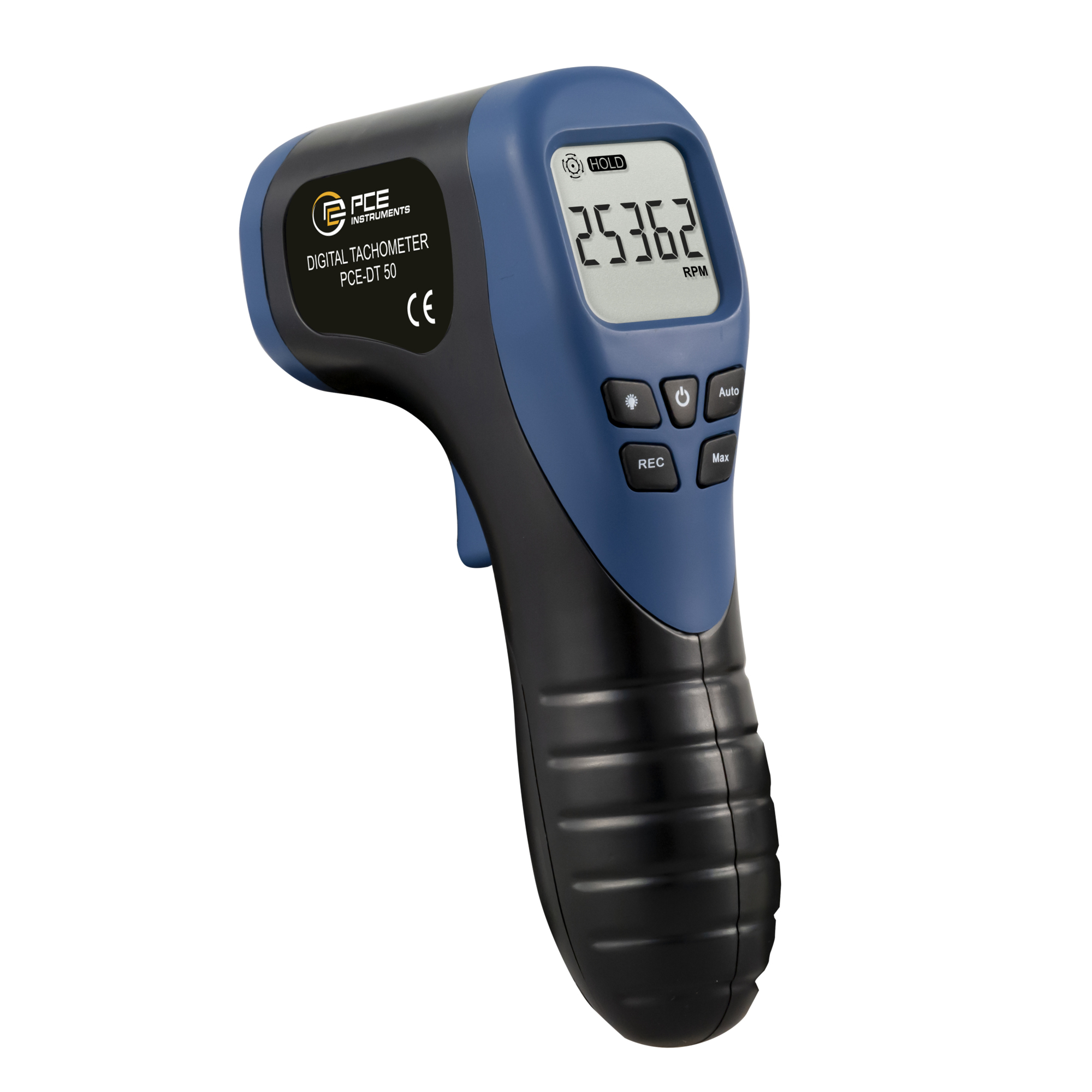 PCE Digital Laser Tachometer — Pistol Grip, Measures Rotational Speed, Model# PCE-DT 50