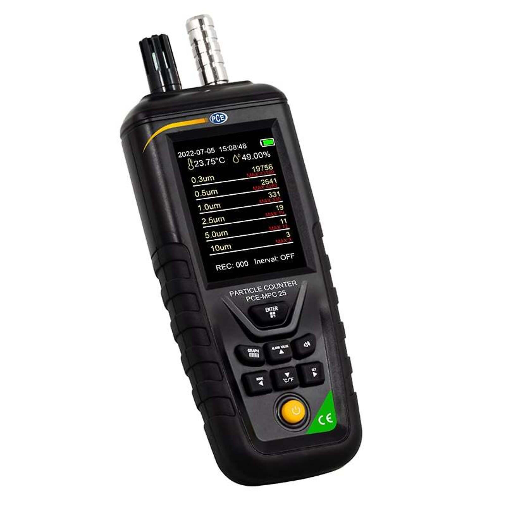 PCE Particle Counter — Measures Particle Count and PM2.5 Mass Concentration, Model# PCE-MPC 25