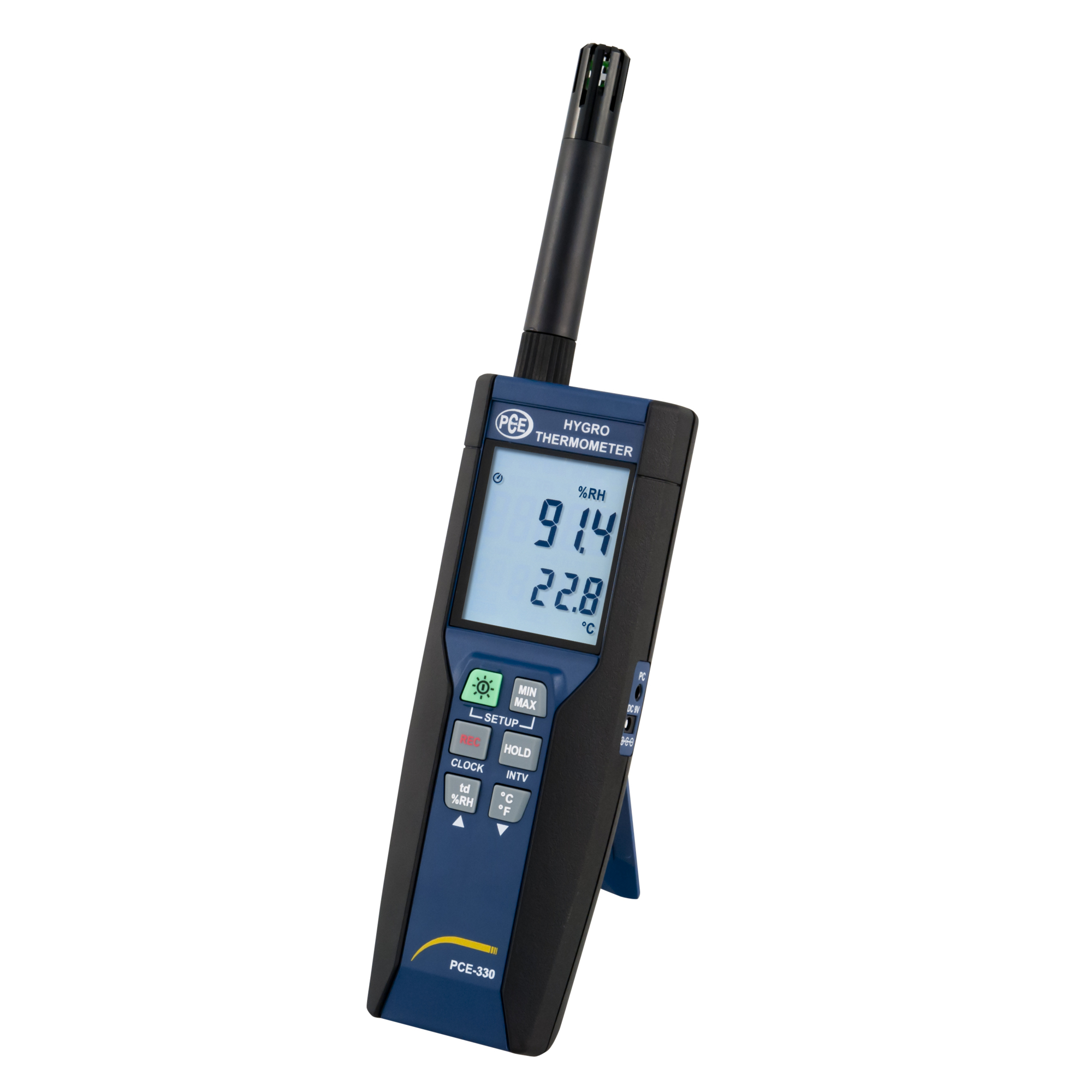 PCE Thermo-Hygrometer — Quick-Response Sensor, Dual Display, Data-Logging, Model# PCE-330