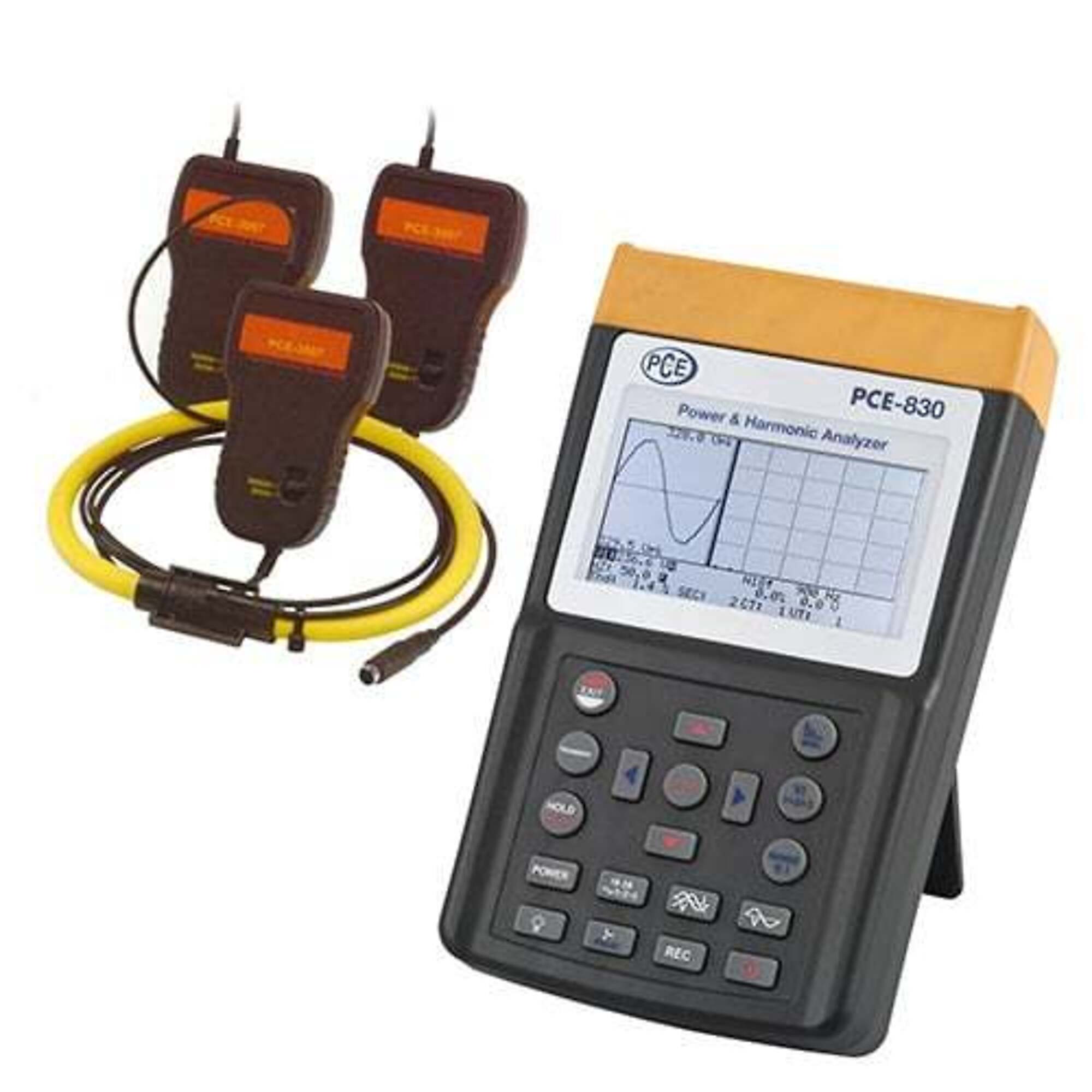 PCE Portable Power Analyzer — 3-Phase, Measures Voltage, Current, Frequency, Harmonics, Model# PCE-830-3