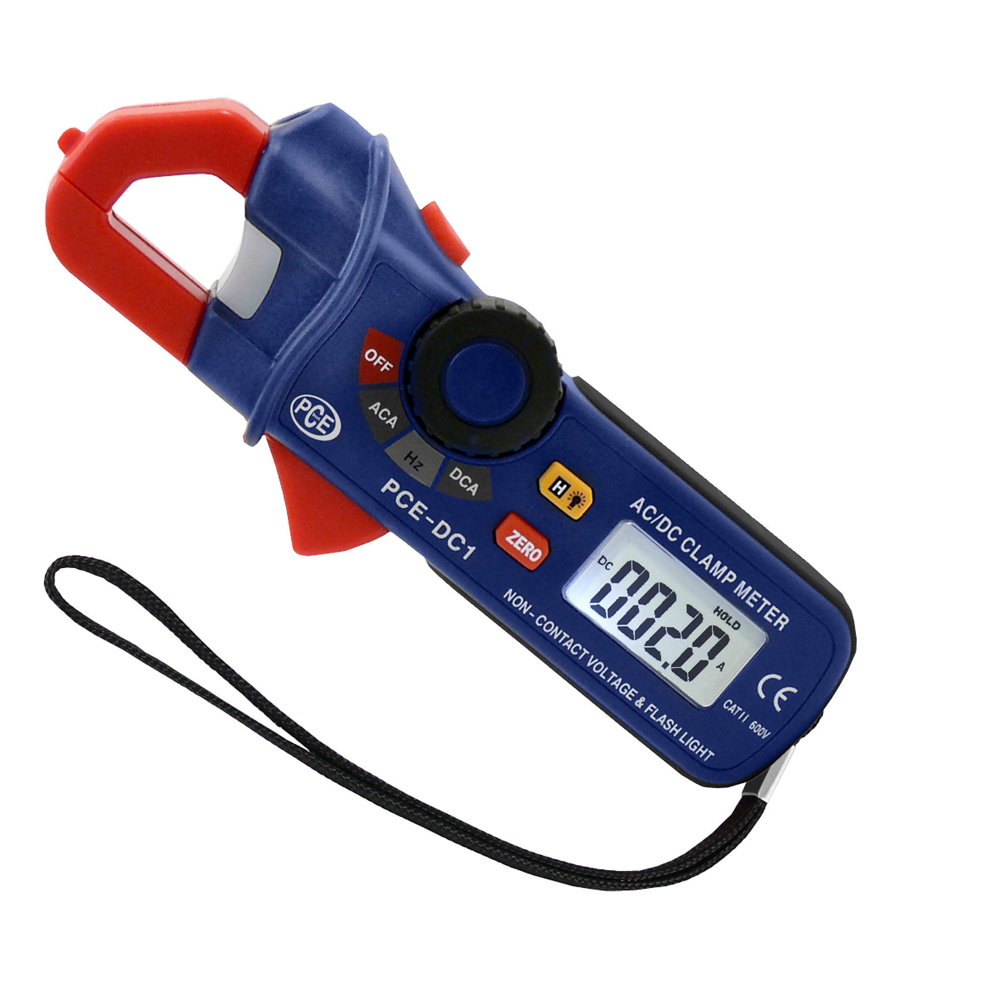 PCE Digital Mini Clamp Meter — AC/DC, Non-Contact Voltage Tester, Flashlight, Model# PCE-DC1