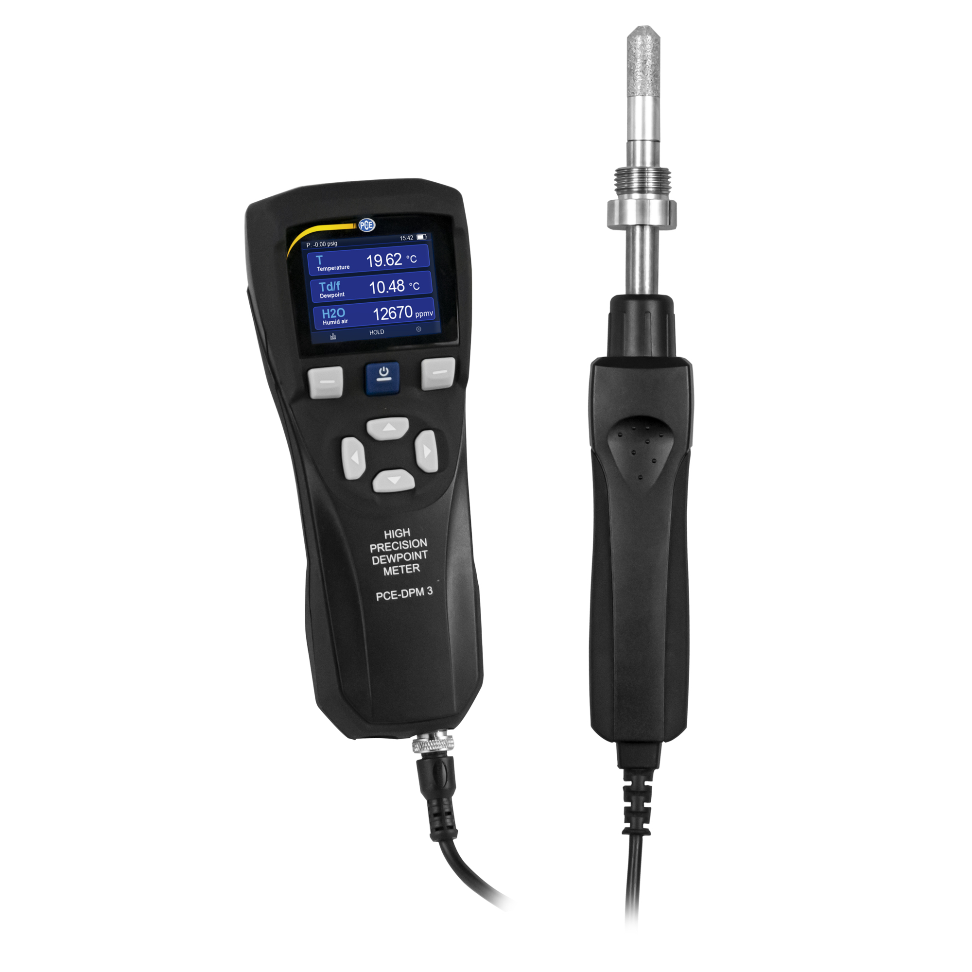 PCE Dewpoint Meter — Measures Temperature, Relative Humidity, H2O, Up to 20 Bar, Model# PCE-DPM 3