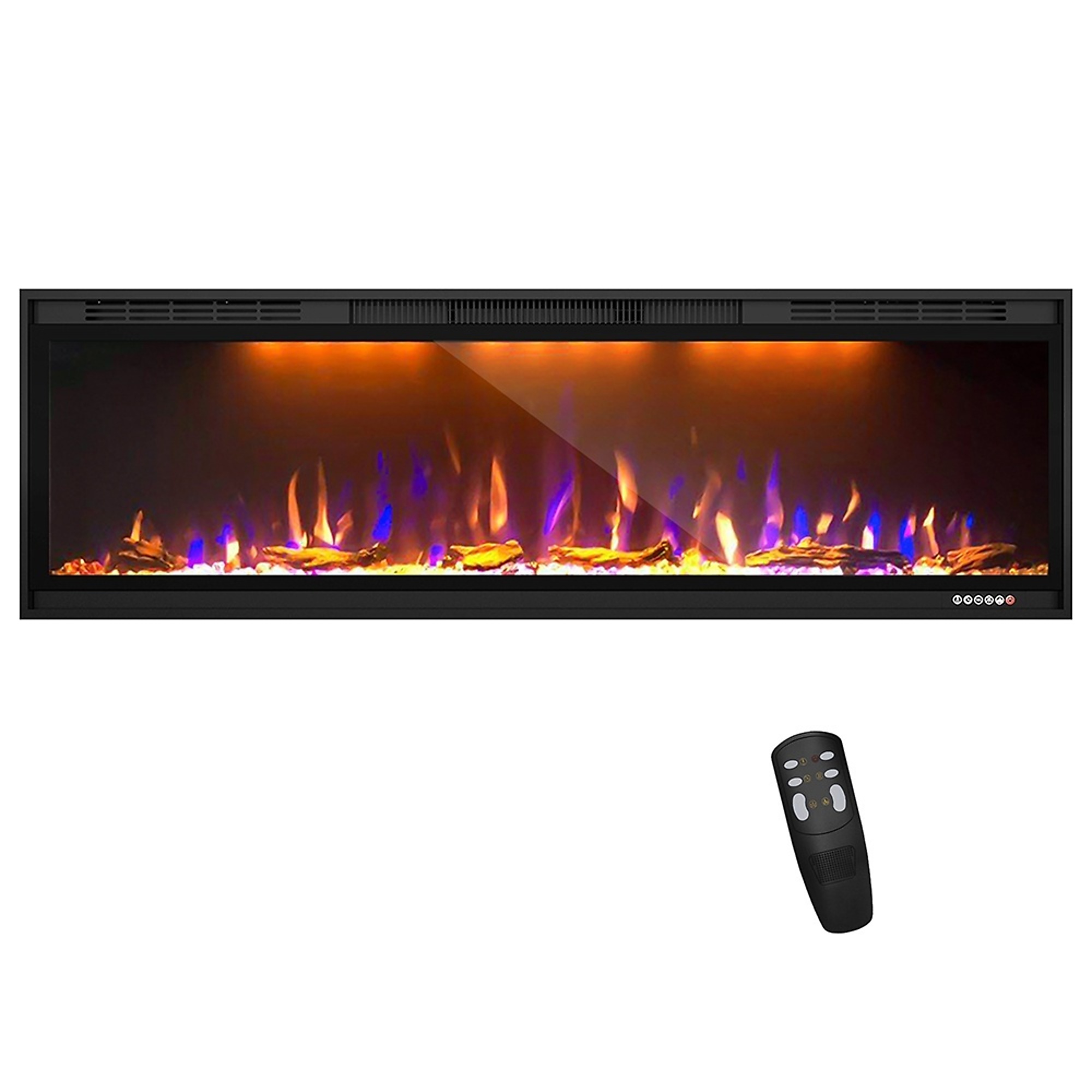 Fireplace Timer 84 in. Wall Mounted Electric Fireplace, Low Noise, Remote Control ...