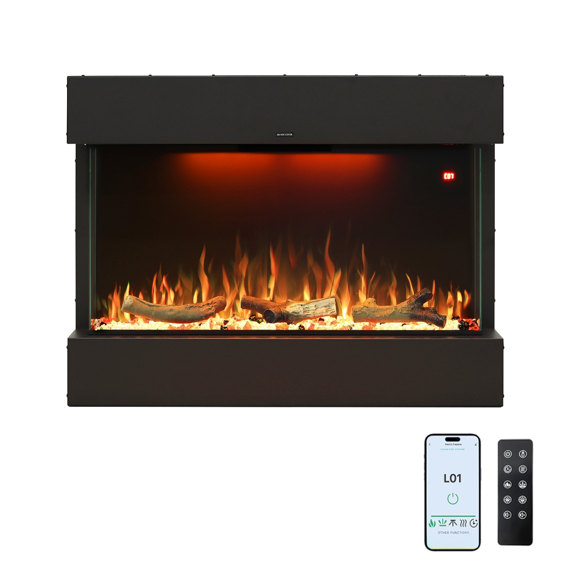 Fireplace Timer EdenDirect Wall Mounted Electric Fireplace — 36in., Low Noise, Remote ...