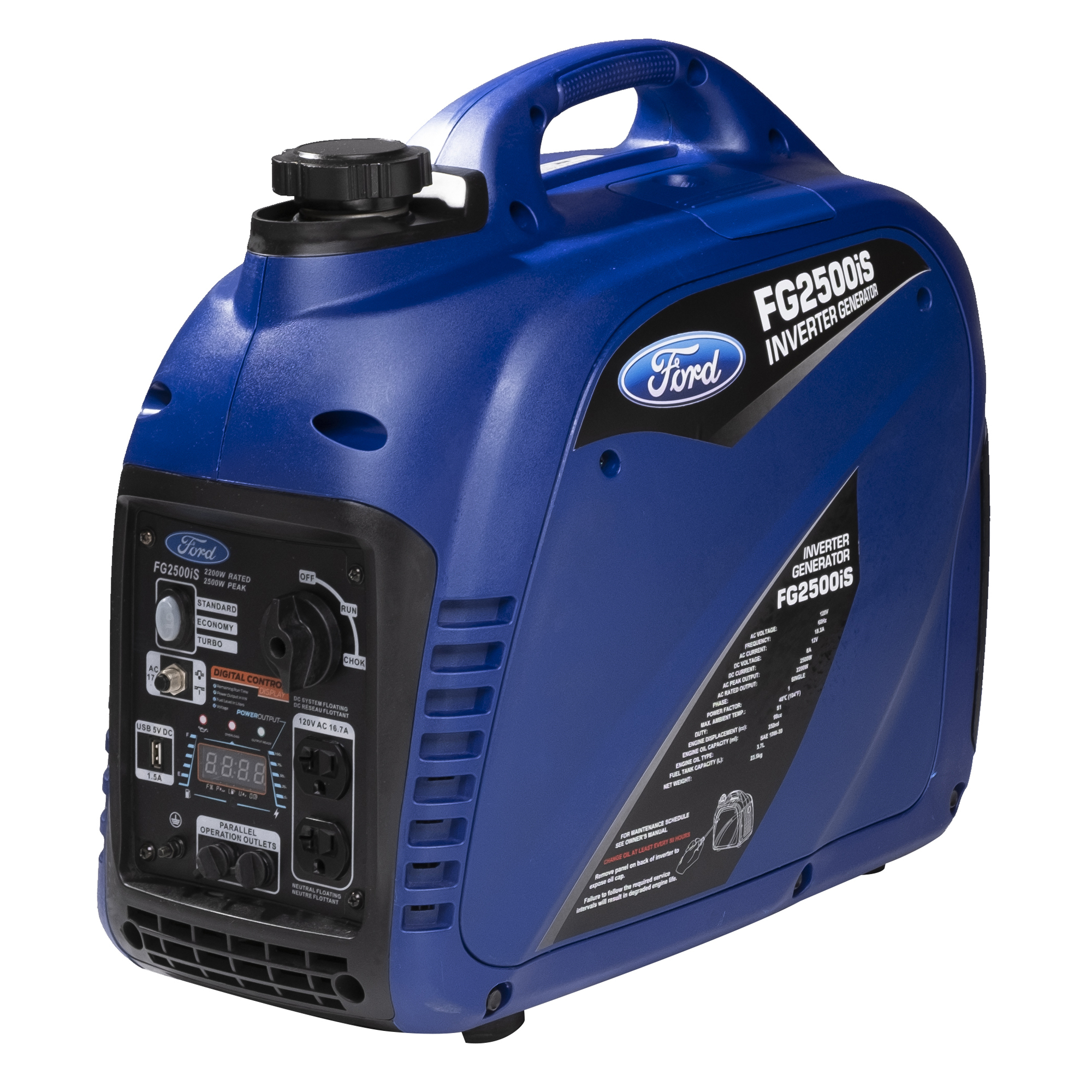 Ford Gasoline Powered Inverter Generator — 2500W, 59dB, 1-Gallon Fuel Tank, Model# FG2500iS