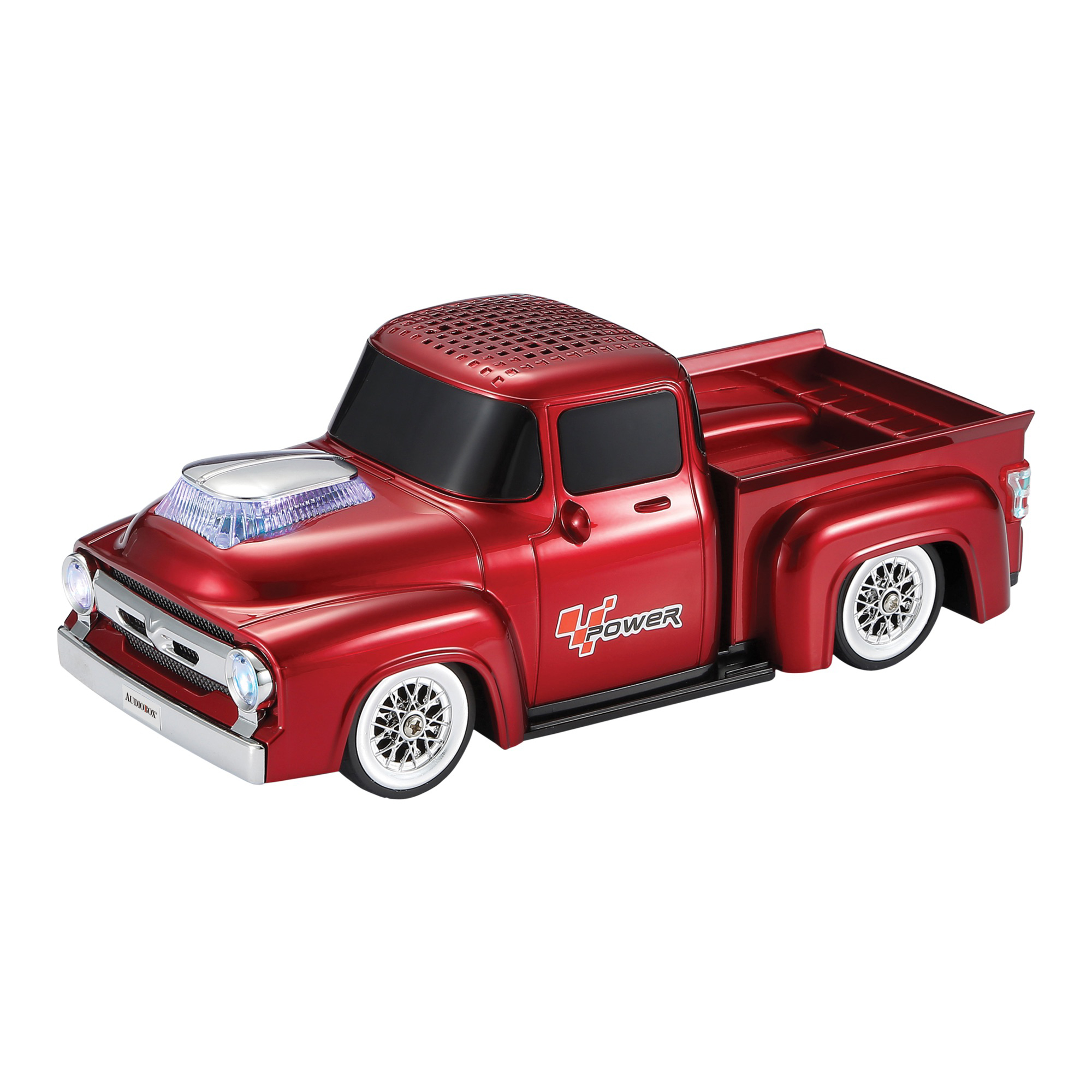 Audiobox SoundRides Retro Ride Low-Rider Truck Bluetooth Speaker — WaveSync, LED Lights, Red, Model# TRK-5600BTRED