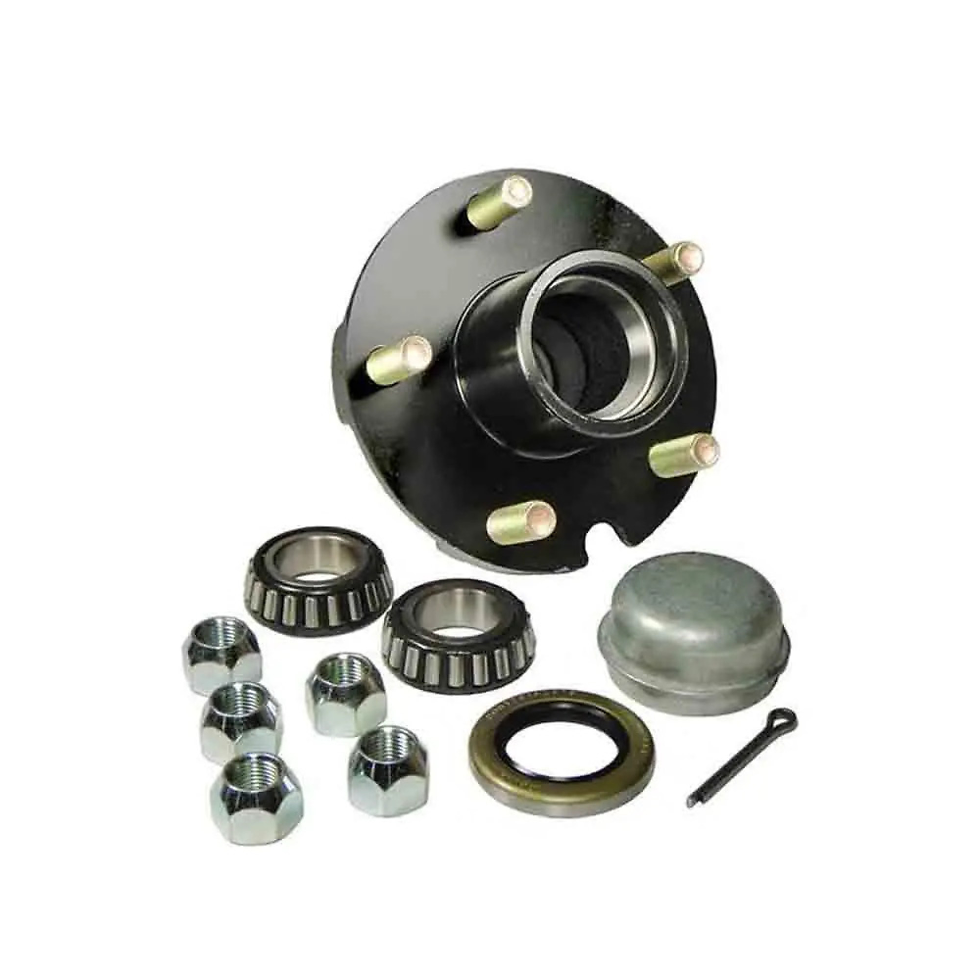 Rigid Hitch, 5-Bolt Idler Hub Kit for 1 inch Straight Spindles, 5-Bolt on 4.5in Circle, For 2000 lb Axle, 1250 lb Capacity per Hub, Complete Bearing and Seal Kit, Model#  BT-150-04-A