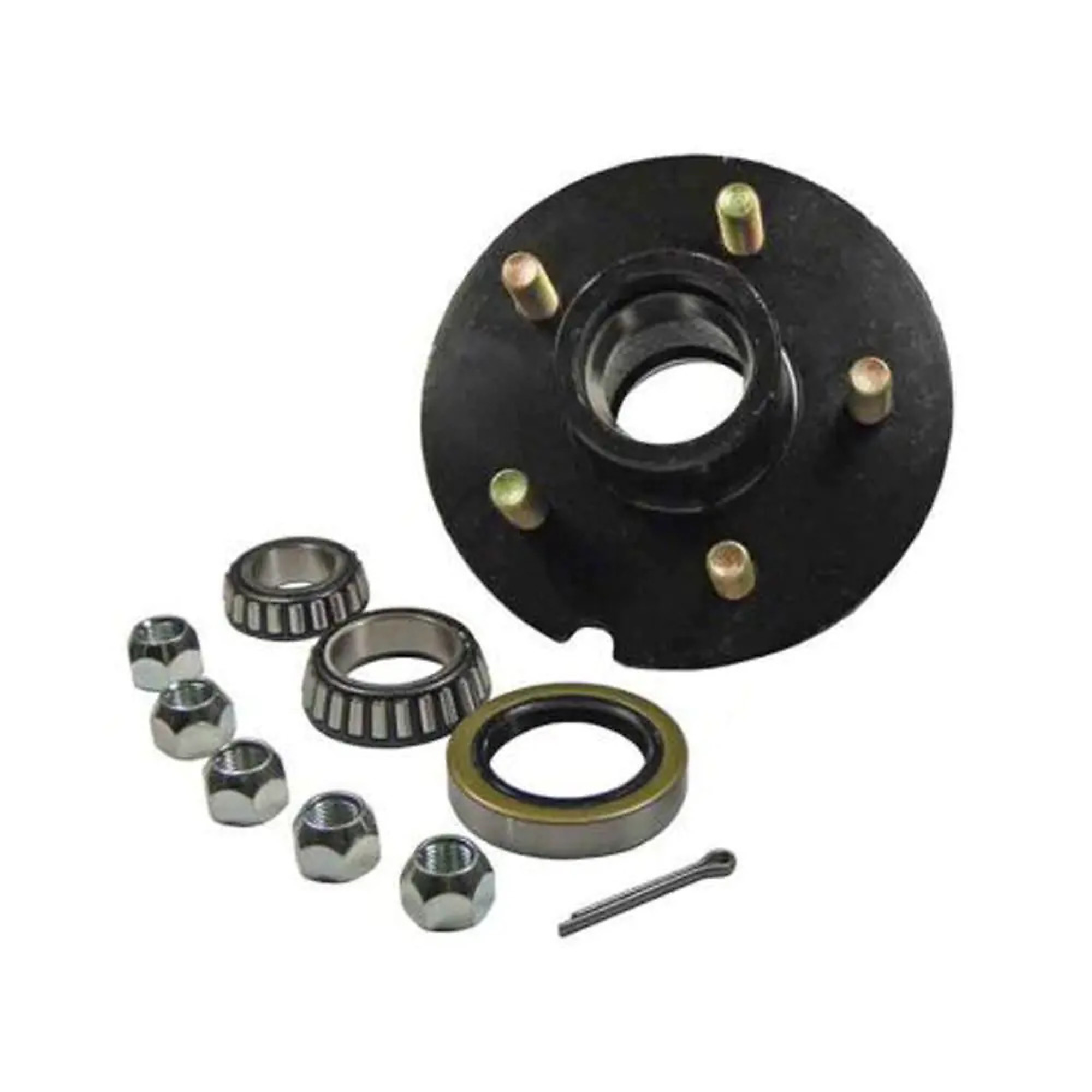 Rigid Hitch, 5-Bolt Idler Hub Kit For 1-3/8 To 1-1/16 Tapered Spindles, 5-Bolt on 4.5 inch Circle, For a 3500lb Axle, Sold as Single with a 1,750lb Capacity per Hub, Complete Assembly with EZ-Lube Cap, Model# H-1000-04-