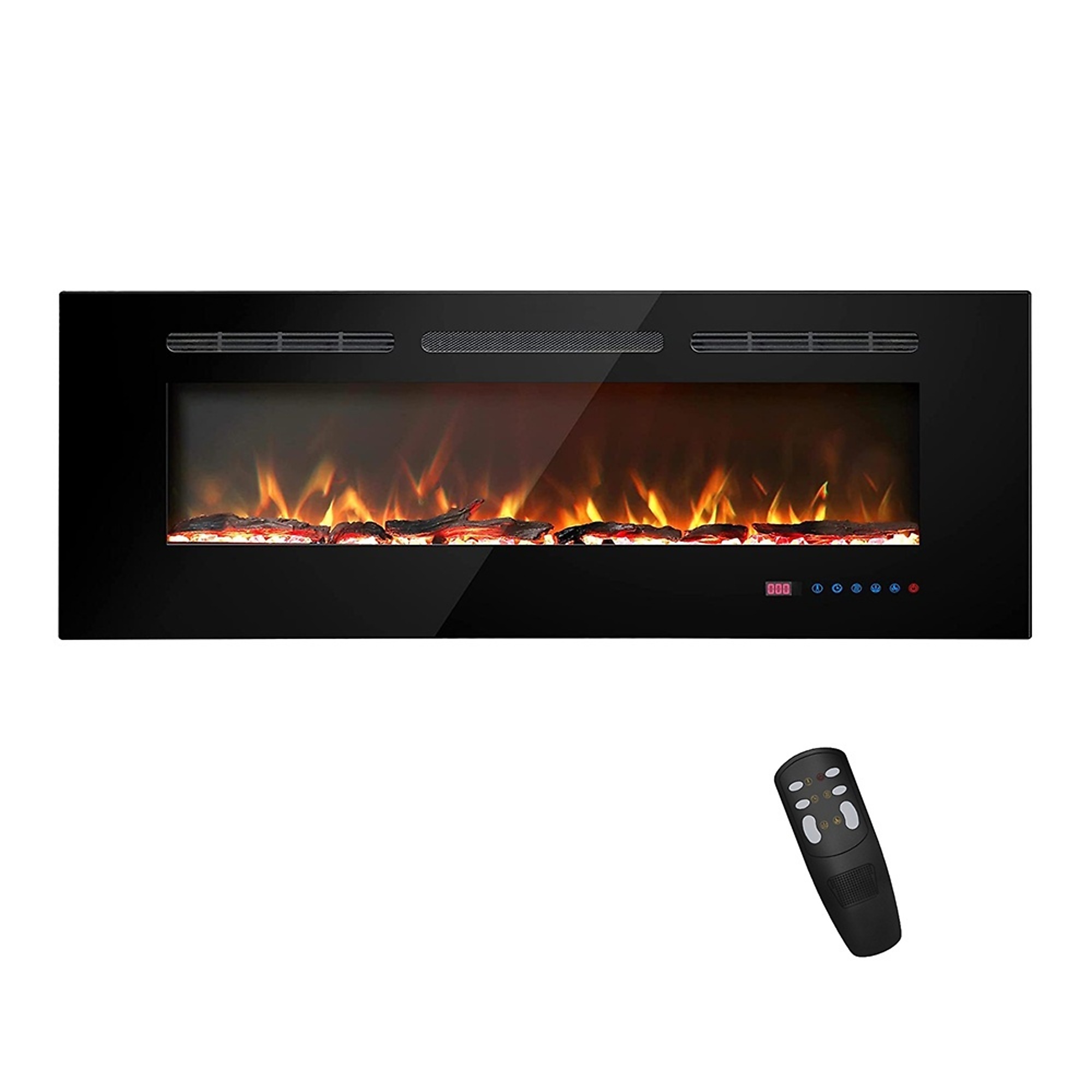 Fireplace Timer 60 in. Wall mount LED Electric Fireplace with Remote Control, Timer, 13 ...
