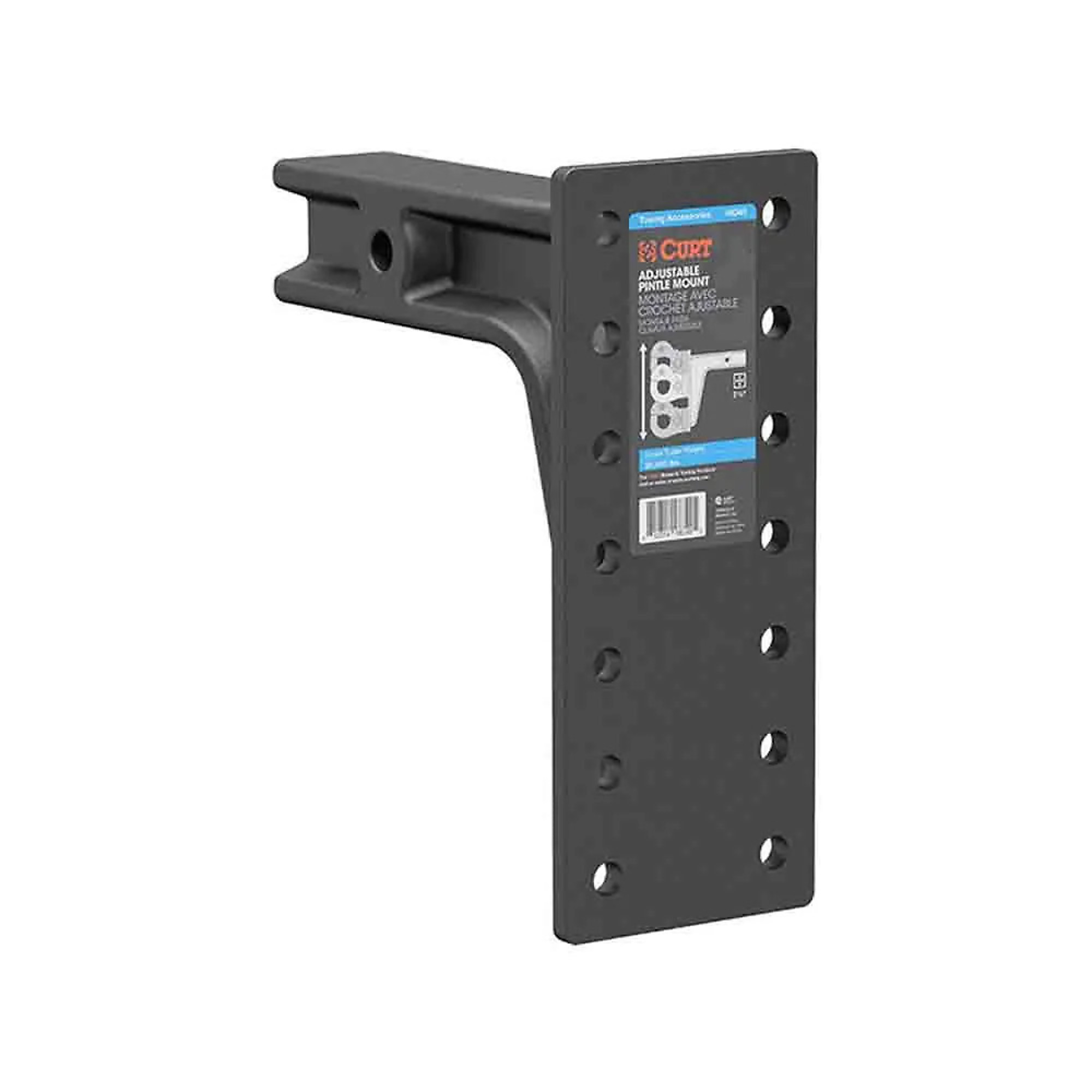Curt Manufacturing Adjustable Pintle Mount — Fits 2-1/2in. Receiver, 20,000 lb Capacity, 12.5in. Long Plate, Model# CM-48349