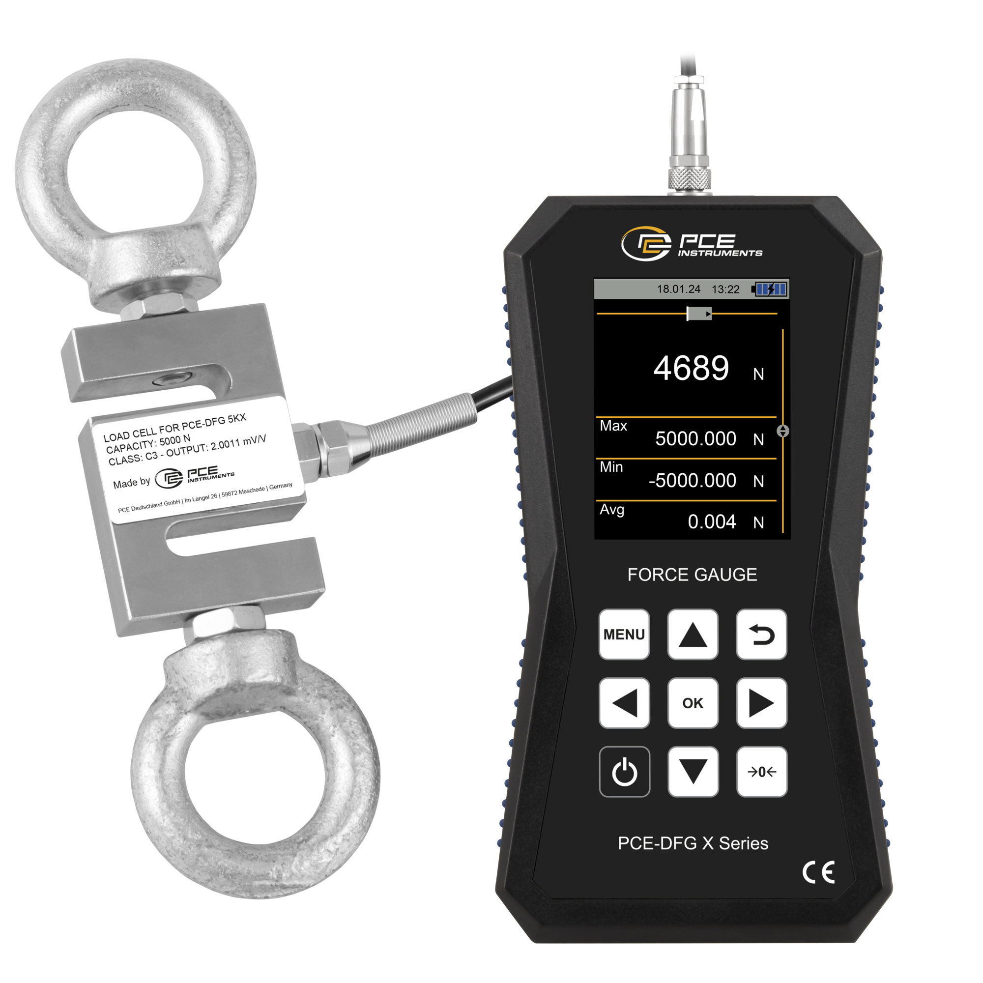 PCE Force Gauge — Digital, Measures Tensile and Compressive Forces, Model# PCE-DFG 5K X