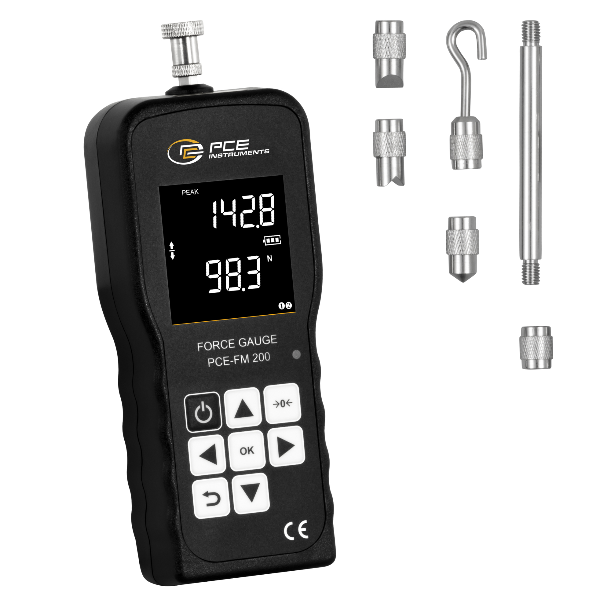 PCE Force Gauge — Handheld, Measures Up to 2 N, Model# PCE-FM 200