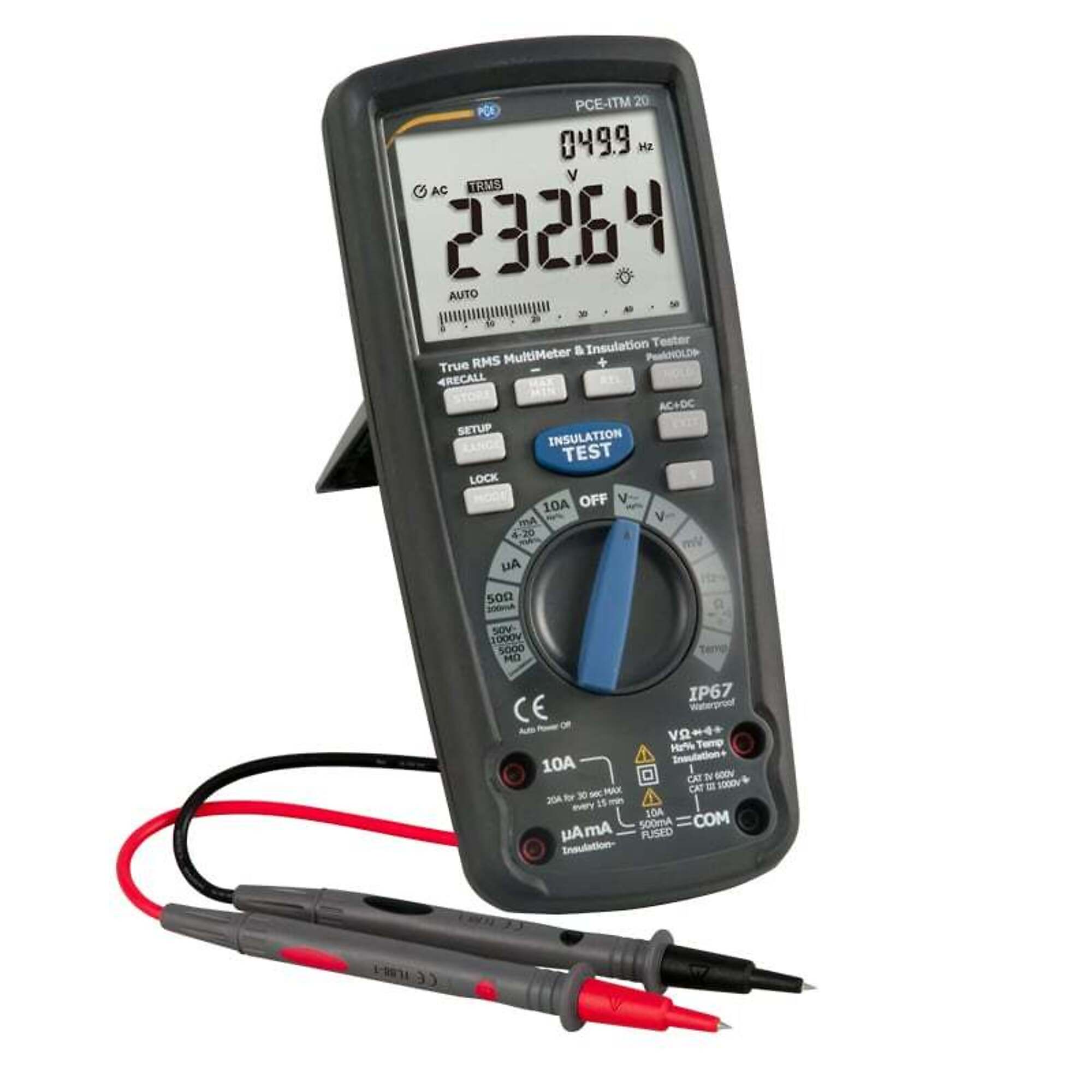 PCE Insulation Tester and Digital Multimeter — Voltage, Current, Resistance, Frequency, Capacitance, Model# PCE-ITM 20