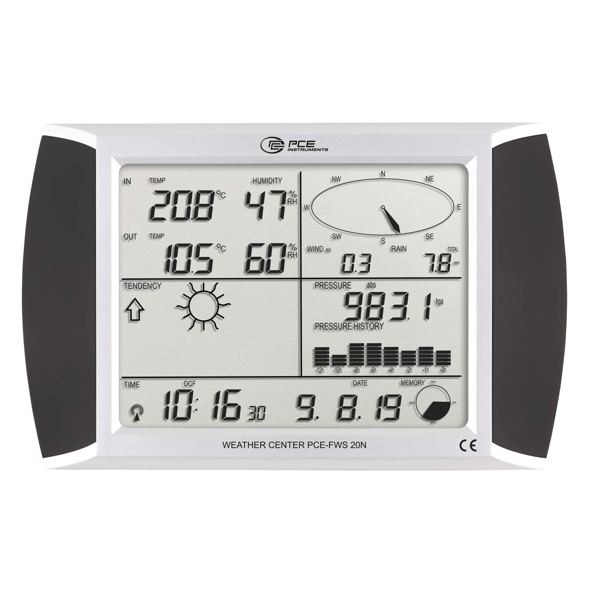 PCE Weather Station with Outside Sensor — Wireless, Easy to Assemble, Model# PCE-FWS 20N-1