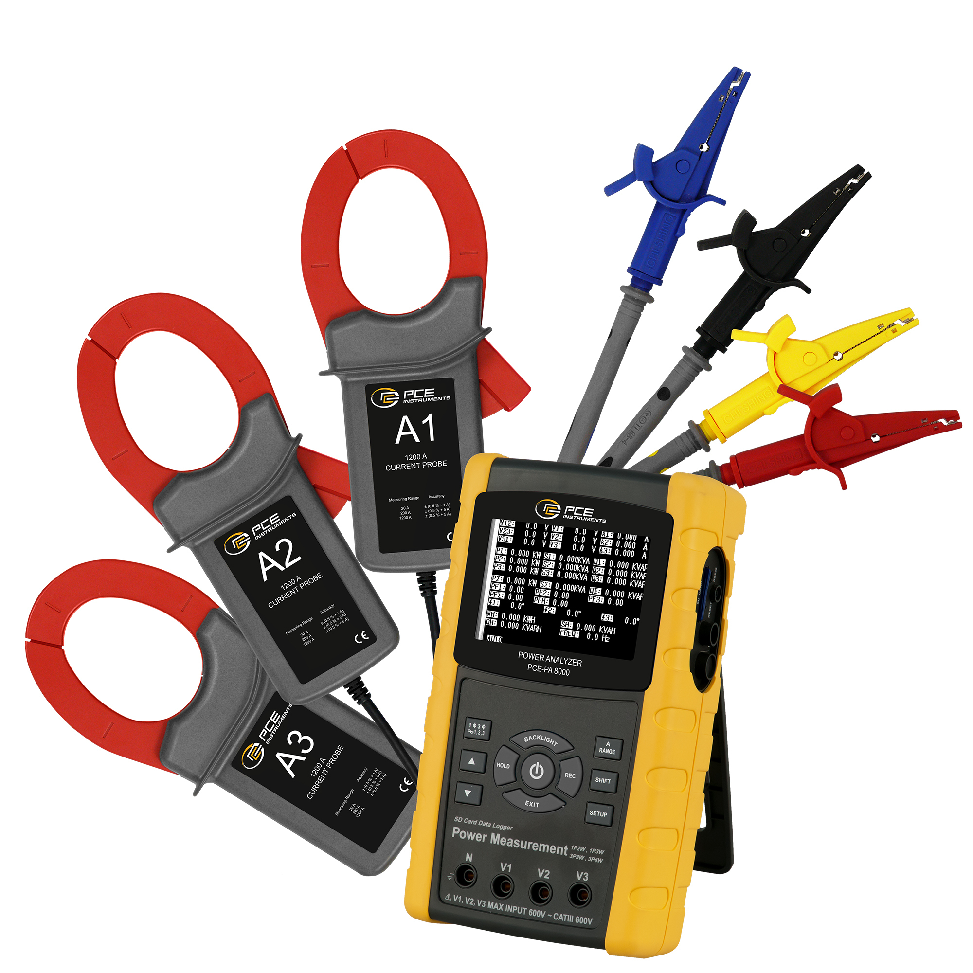 PCE 3-Phase Power Analyzer — Portable, Handheld, Model# PCE-PA