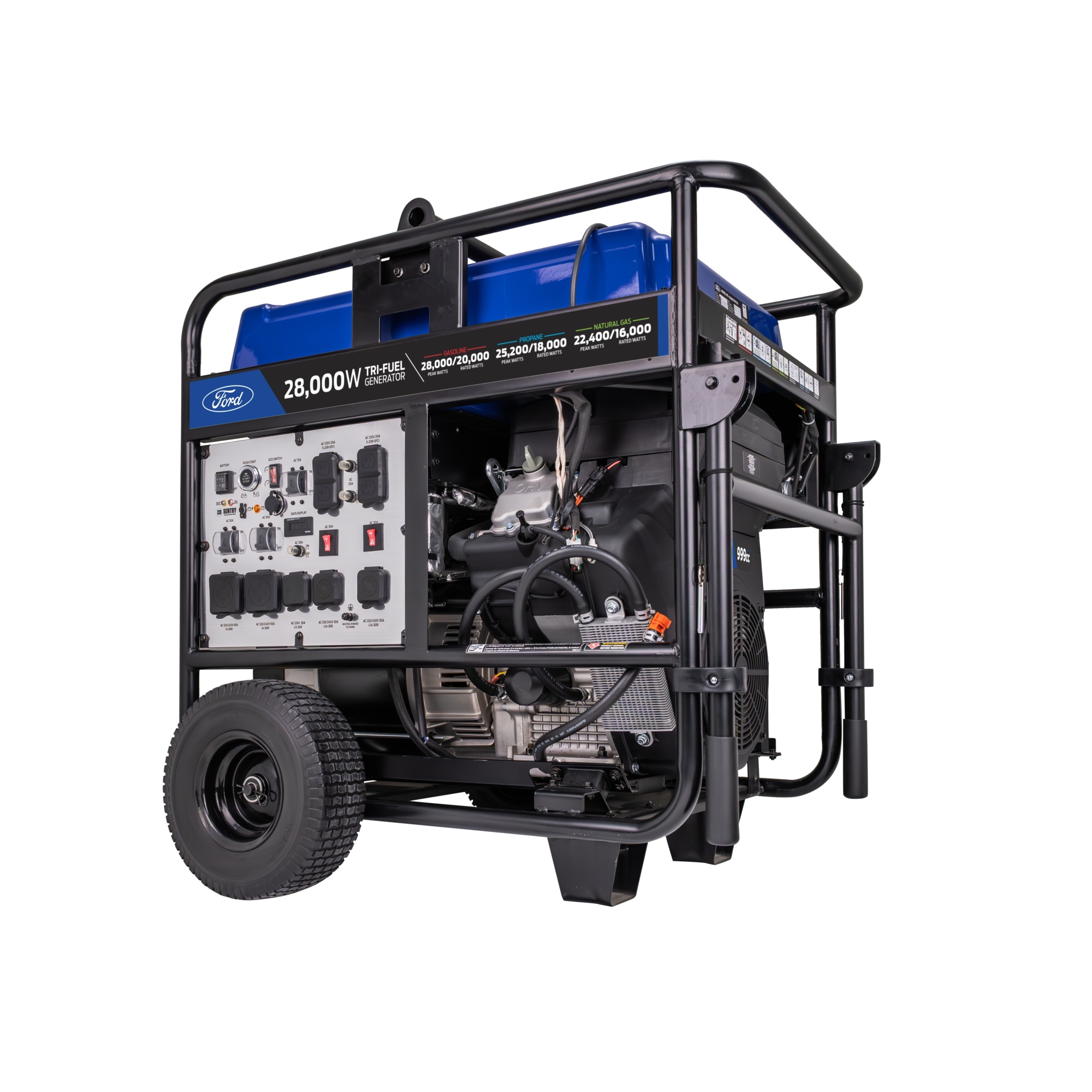 Ford Tri-Fuel Portable Generator — 28,000W, 999cc, CO Sentry, Remote Start, Model# FG28KVTWTCO
