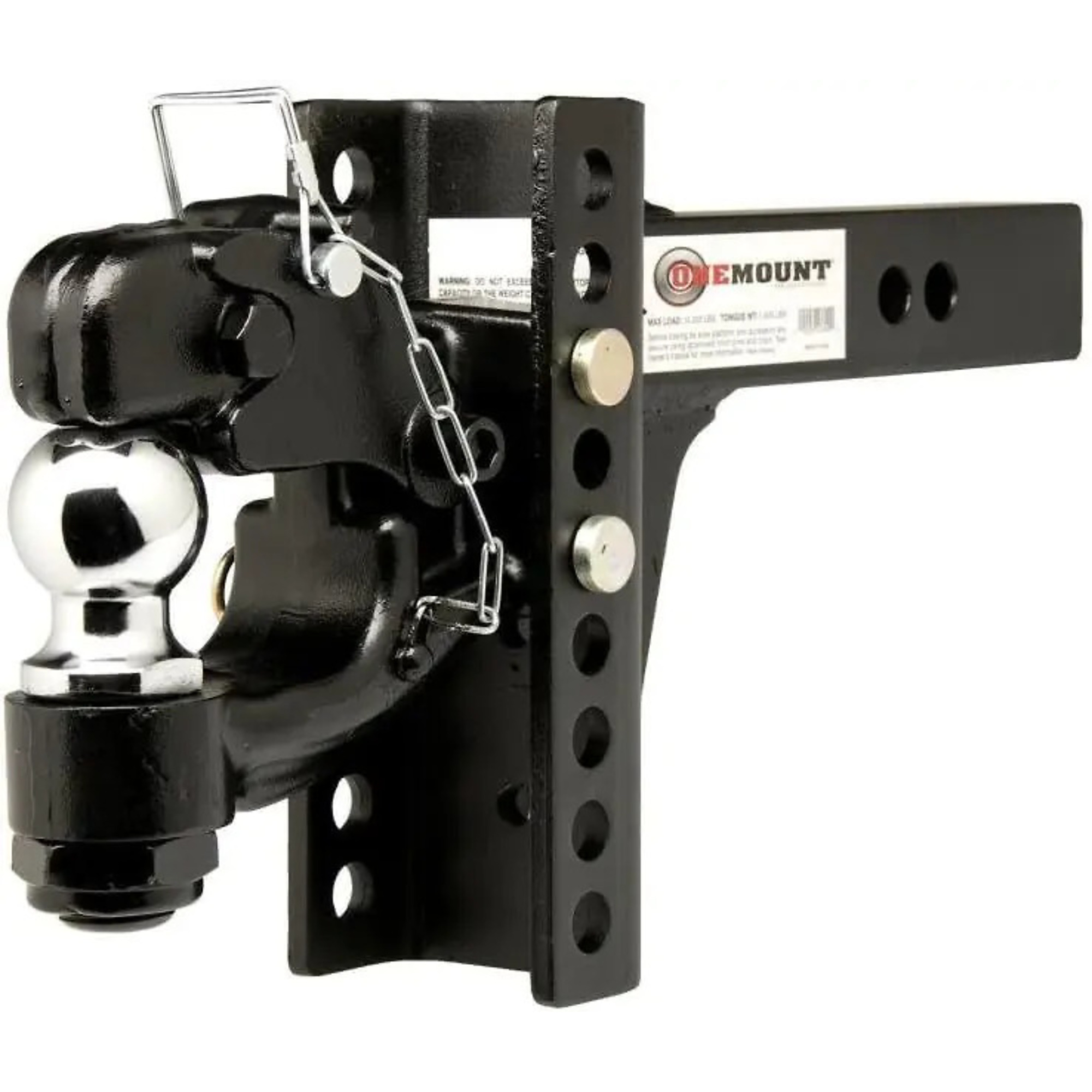 OneMount Adjustable Ball & Pintle Combo — 12in. Height Adjustment, Anti-Rattle Design, 2in. Shank, 10,000 Lb. Capacity, Model# AE-10010