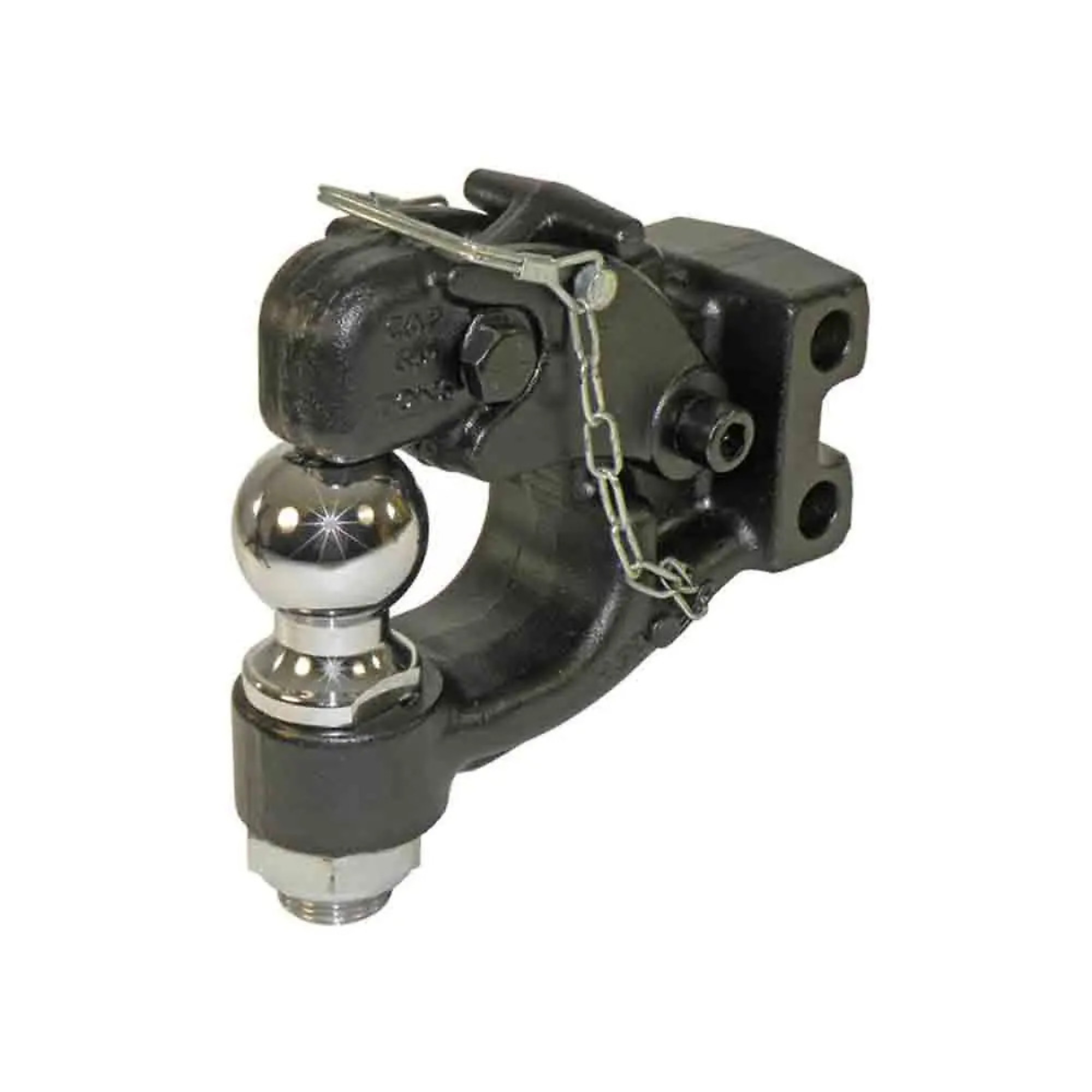 OneMount, Combo pintle hook with 2" ball fits OneMount Adjustable mounts (sold separately). Not compatible with Junior models. Black powder coat finish. Rated 1,000 lbs tongue weight.