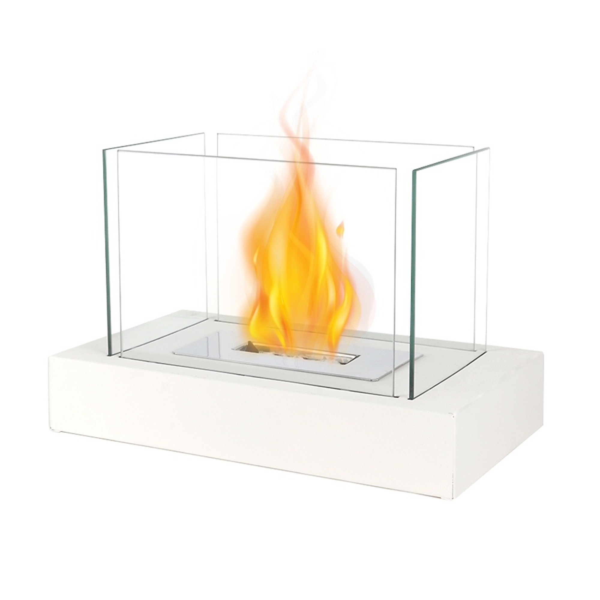 EdenDirect Tabletop Ventless Bioethanol Fireplace — 13.5in., Stainless Steel Burner, 2,000 BTUs, White, Model# NTE07918W