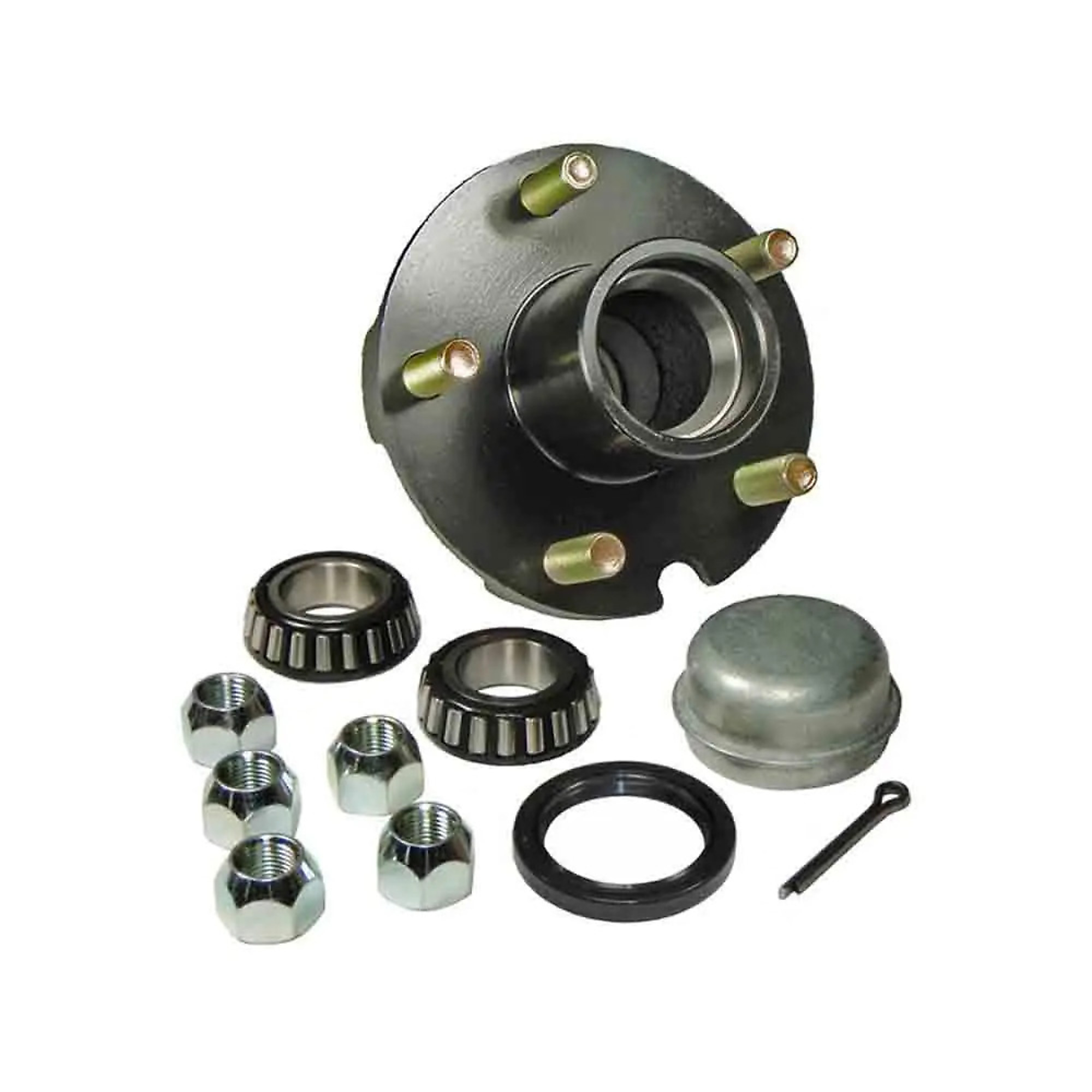 Rigid Hitch, 5-Bolt Idler Hub Kit for 1-1/16 inch Straight Spindles, 5-Bolt on 4.5 in Circle, For 2200 lb Axle, 1250 lb Capacity per Hub, Complete Bearing and Seal Kit, Model#  BT-150-22-A