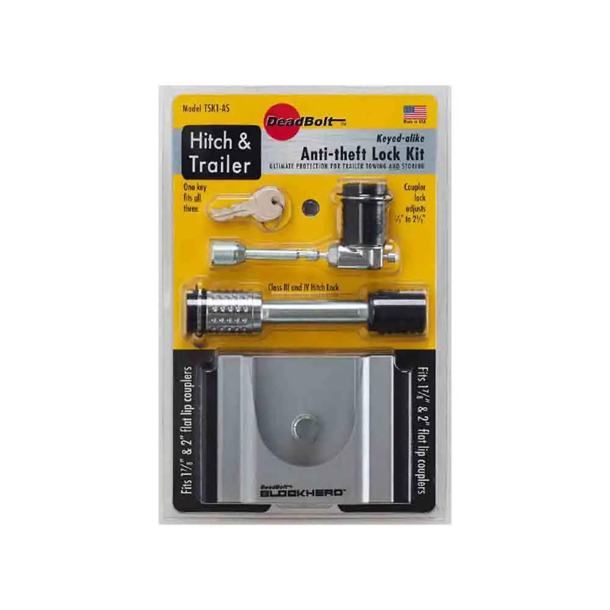 Trimax Anti-Theft Lock Kit — Keyed Alike, Fits 1-7/8in. & 2in. Couplers, 2in. Receiver Hitches, Model# TSK1-AS