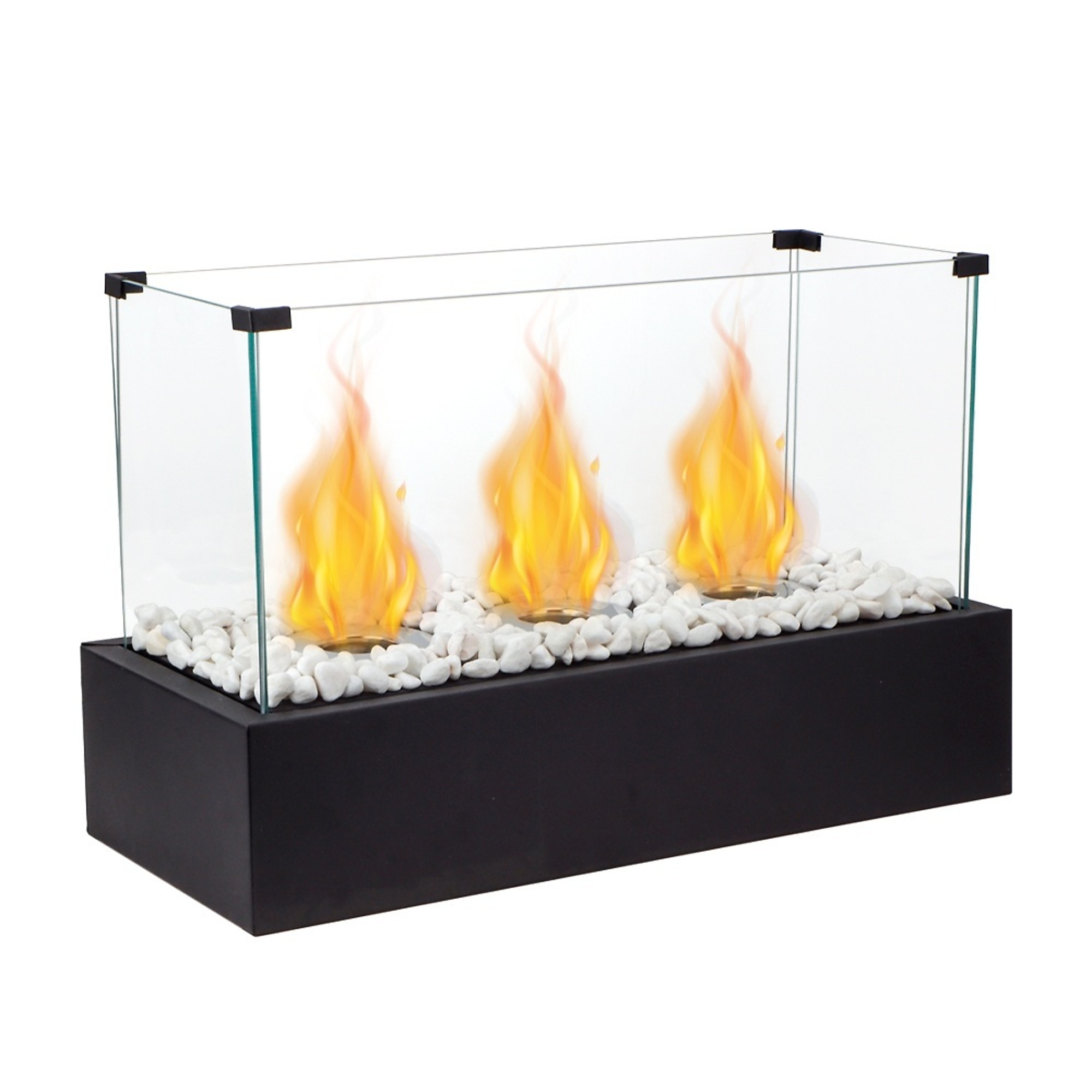 EdenDirect Tabletop Vent-Free Bioethanol Fire Feature — 18in., Triple-Flame, Black Stainless Steel, Portable, Model# NTE5066