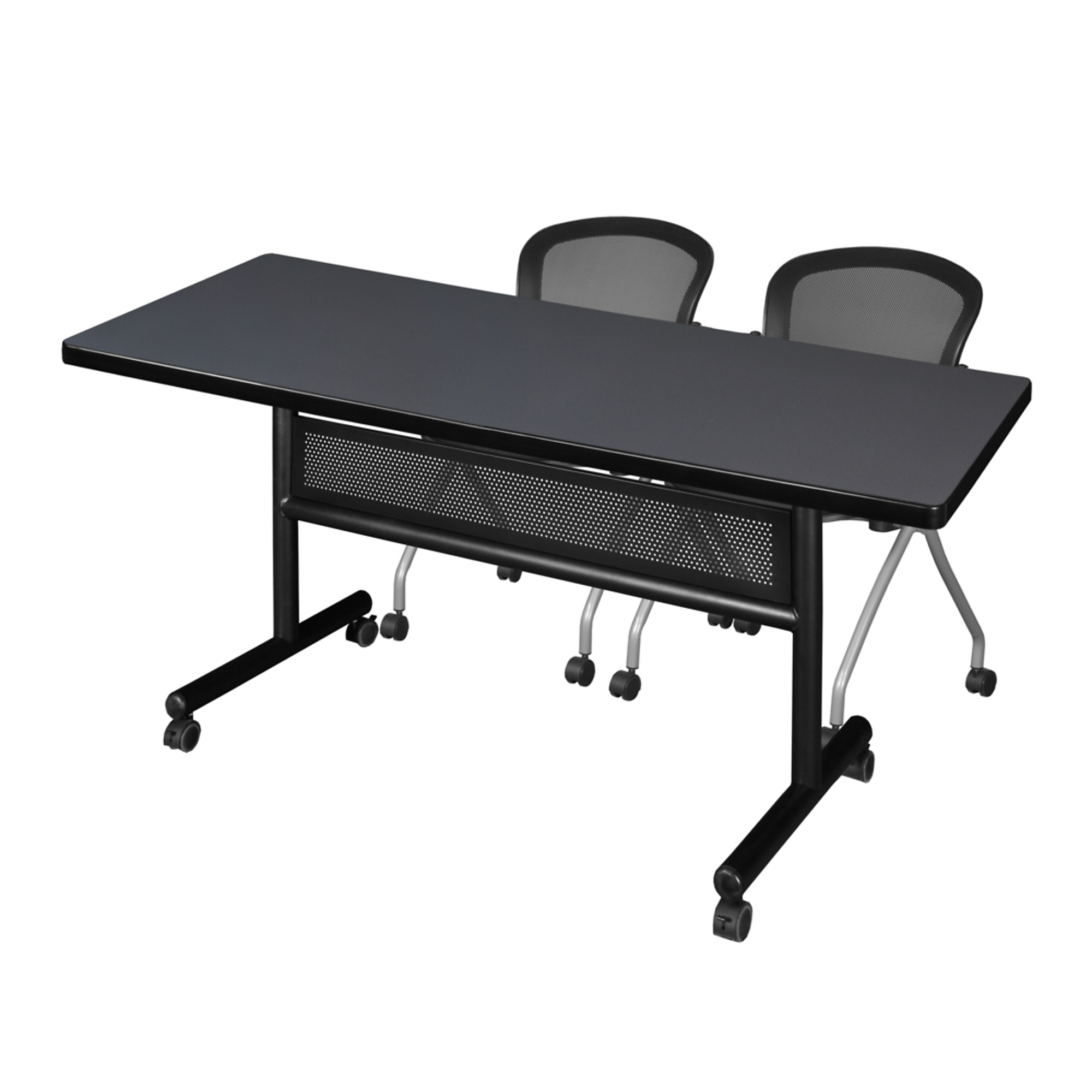 Regency Kobe Flip-Top Privacy Nesting Table Set — 72in. x 30in., Grey/Mahogany, Includes 2 Cadence Nesting Chairs, Model# MKFTM7230GY23BK