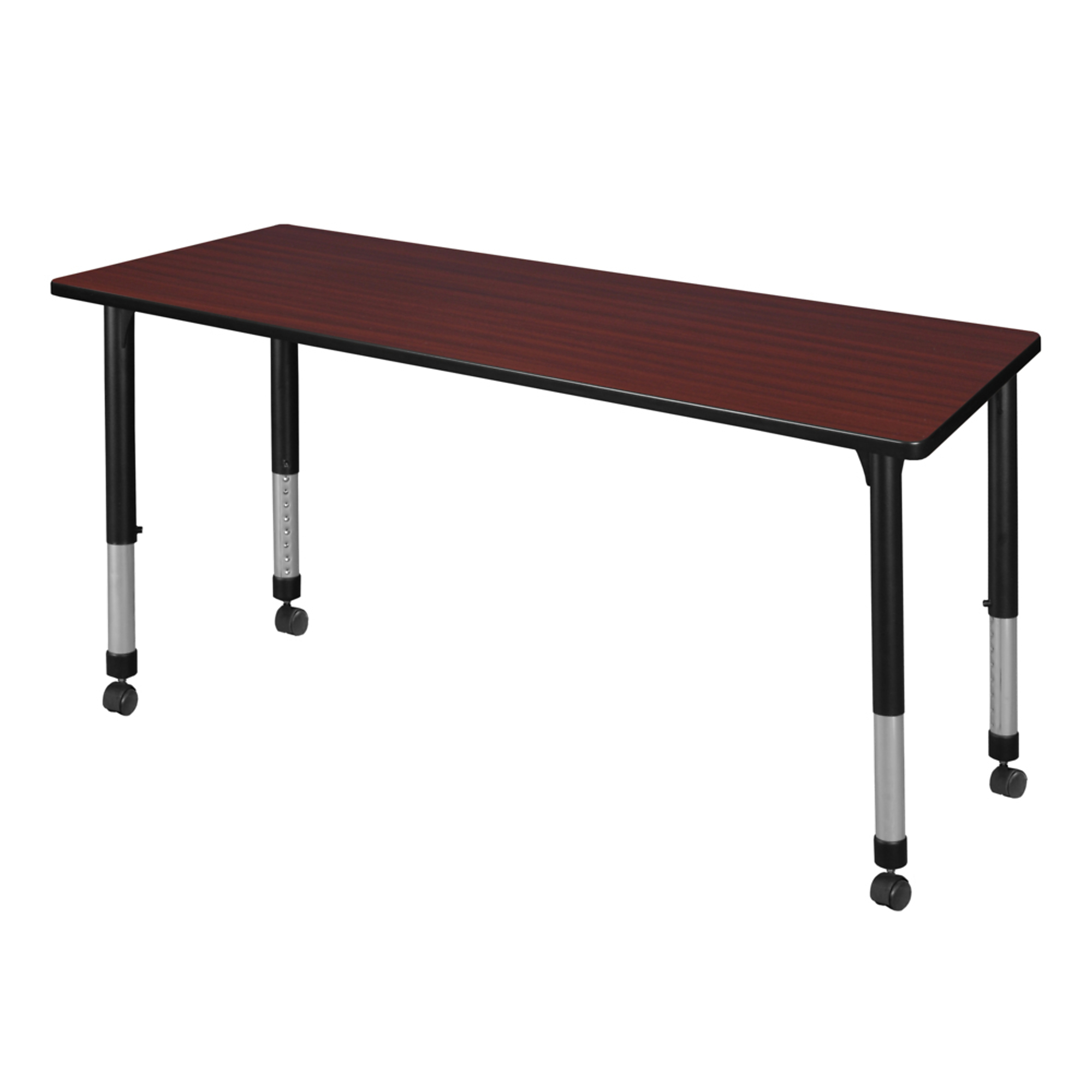 Regency Kee Height Adjustable Mobile Classroom Activity Table — 72in. x 24in., Mahogany/Grey, Model# MT7224MHAPCBK