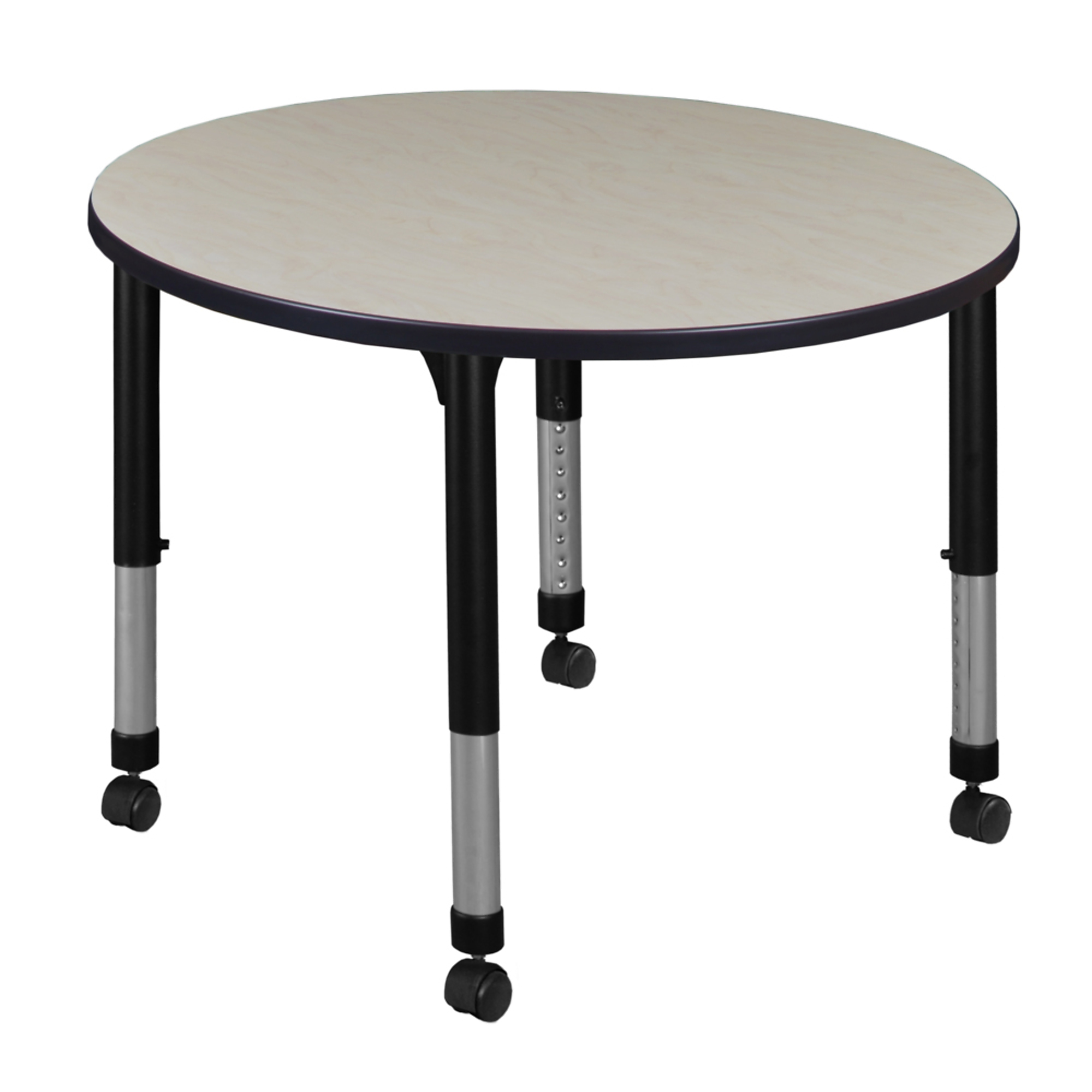 Regency Kee Round Height Adjustable Mobile Classroom Table — 42in., Maple/Cherry, Model# TB42RNDPLAPCBK
