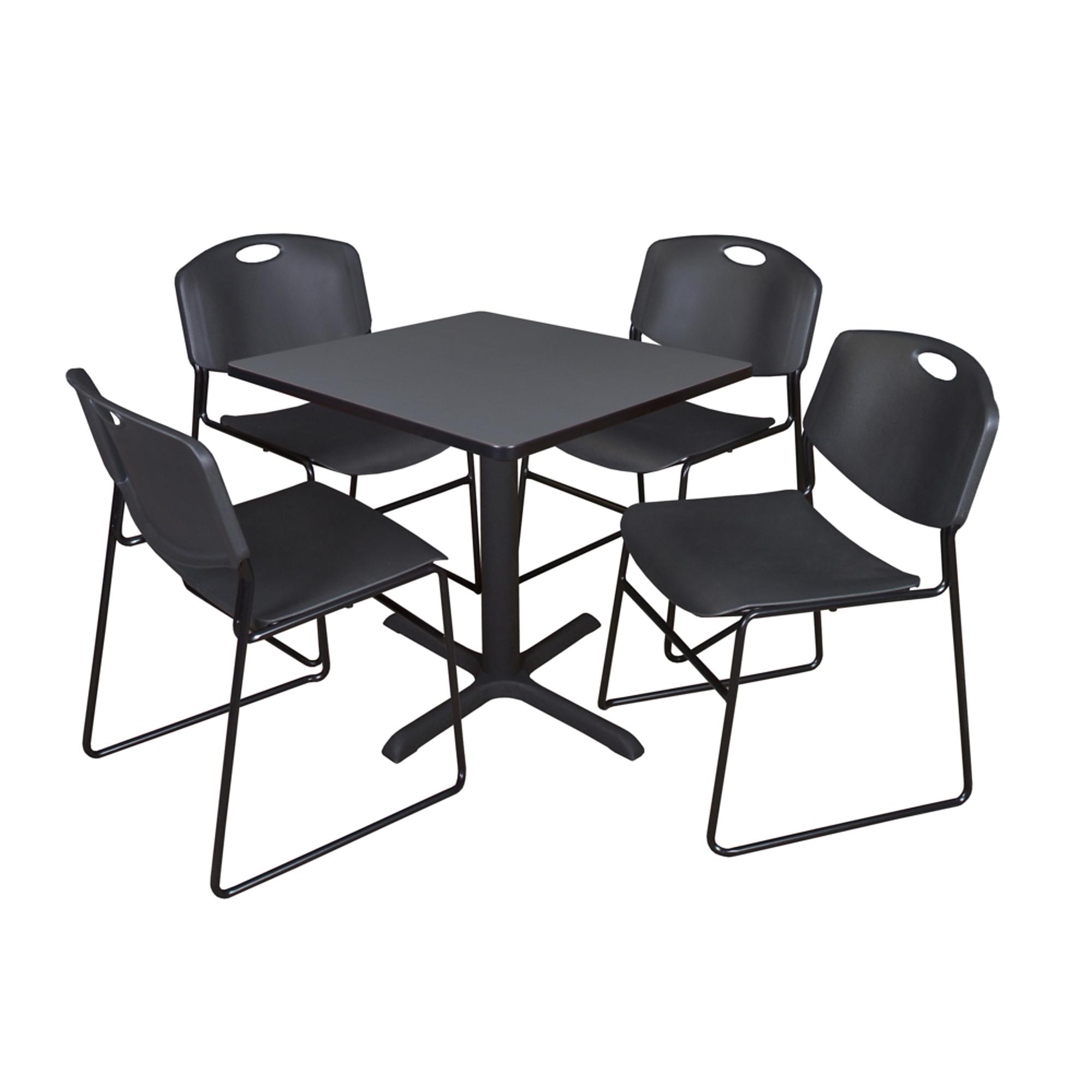Small Rectangular Breakroom Table Regency Cain Small 30 in. Square X-Base Breakroom Table- Grey & 4 Zeng ...
