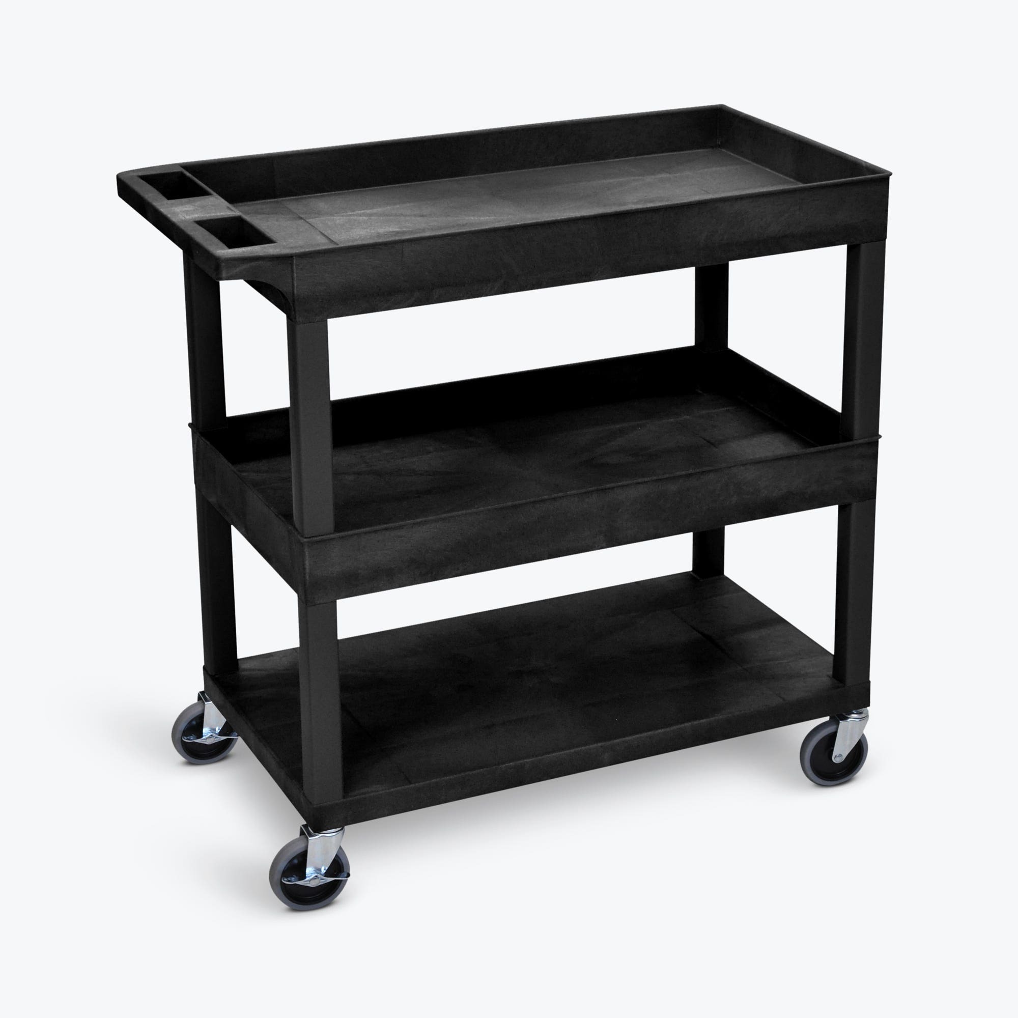 Luxor Utility Cart — 32in. x 18in., Two Tub Shelves, One Flat Shelf, 300-Lb. Capacity, Model# EC112-B