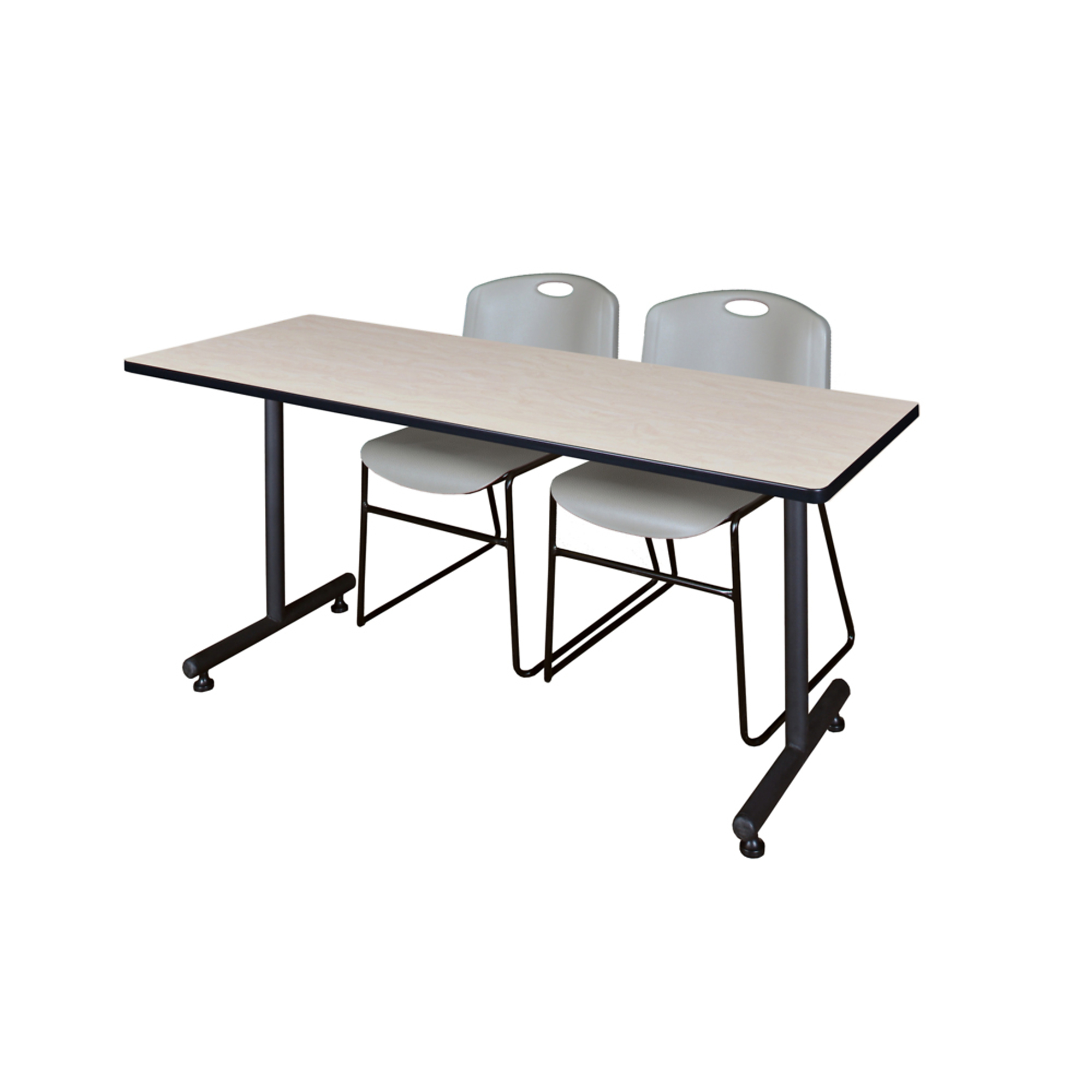 Regency Kobe Training Seminar Table with 2 Zeng Stack Chairs — 60in. x 24in., Maple/Cherry, T-Base, Model# MKTRCT6024PL44GY