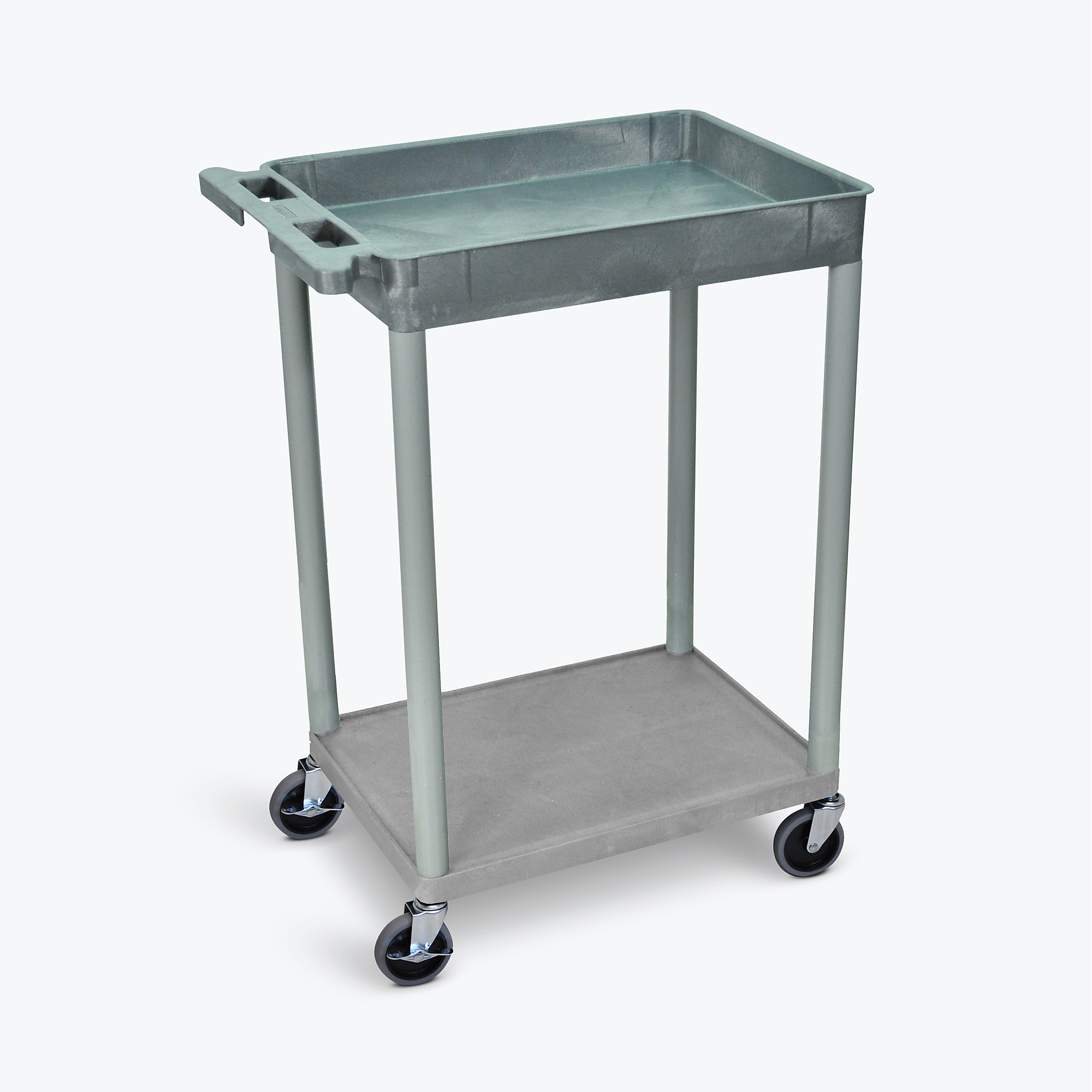 Luxor Utility Cart — Large Top Tub Shelf, Flat Bottom Shelf, 200-Lb. Capacity Per Shelf, 2.75in. Deep Tub Shelf, Model# TC12-G