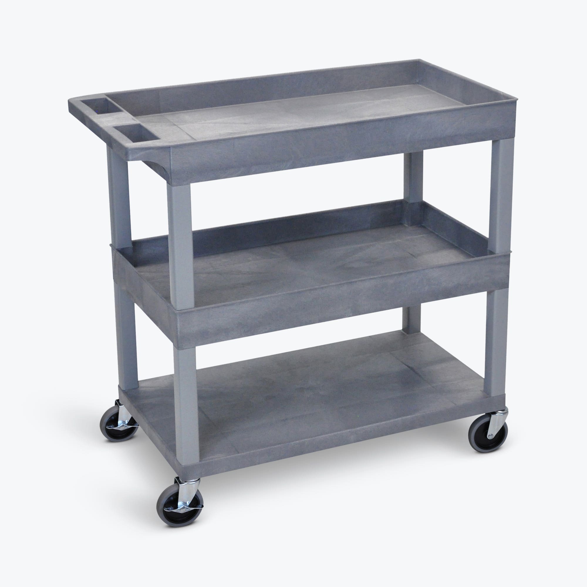 Luxor Utility Cart — 32in. x 18in., Two Tub/One Flat Shelves, 400-Lb. Capacity, Model# EC211-G