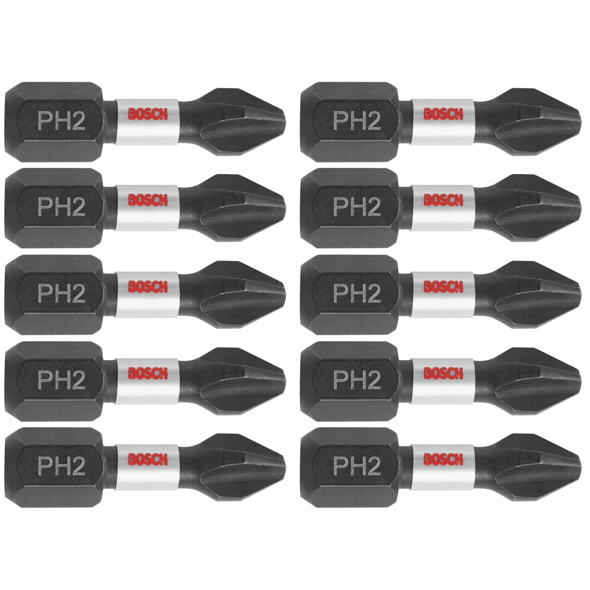 Bosch Impact Tough Phillips Insert Bits — 1in., #2, 10 Pcs, Model# ITPH21B