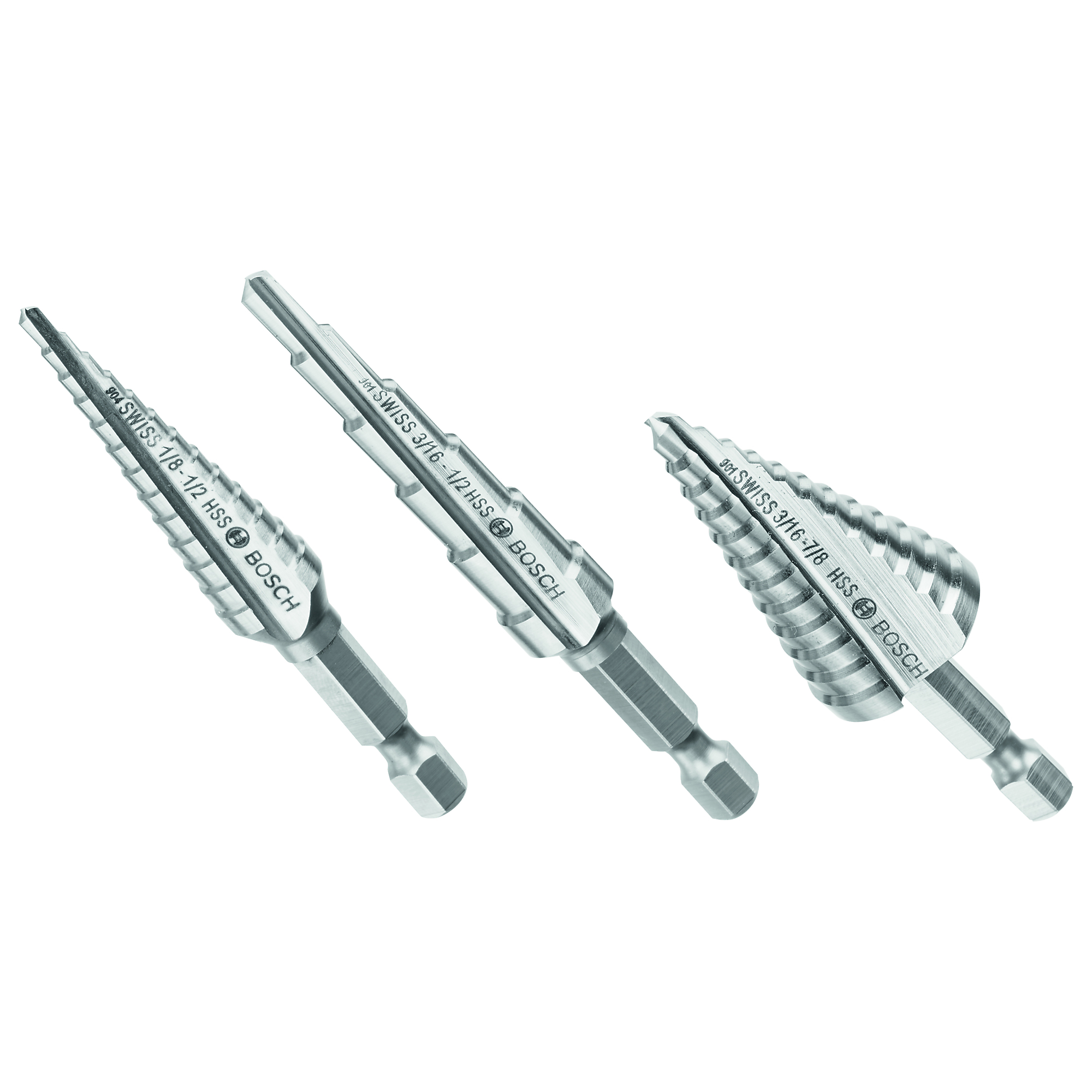 Bosch High-Speed Steel Impact Tough Turbo Step Drill Bit Set — 3-Piece, Model# IMSDC003
