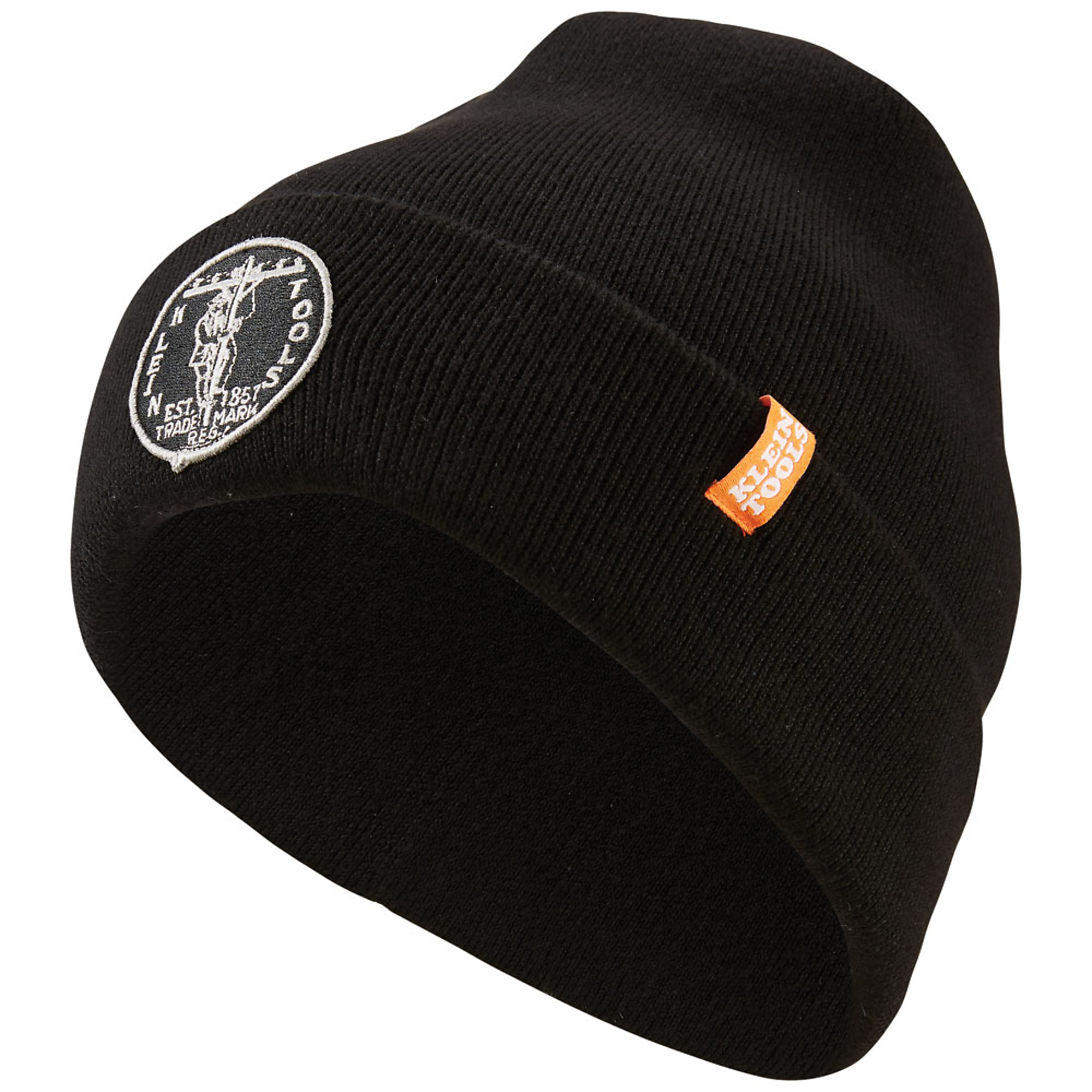 Klein Tools Heavy Knit Hat, Black, Vintage Patch Logo