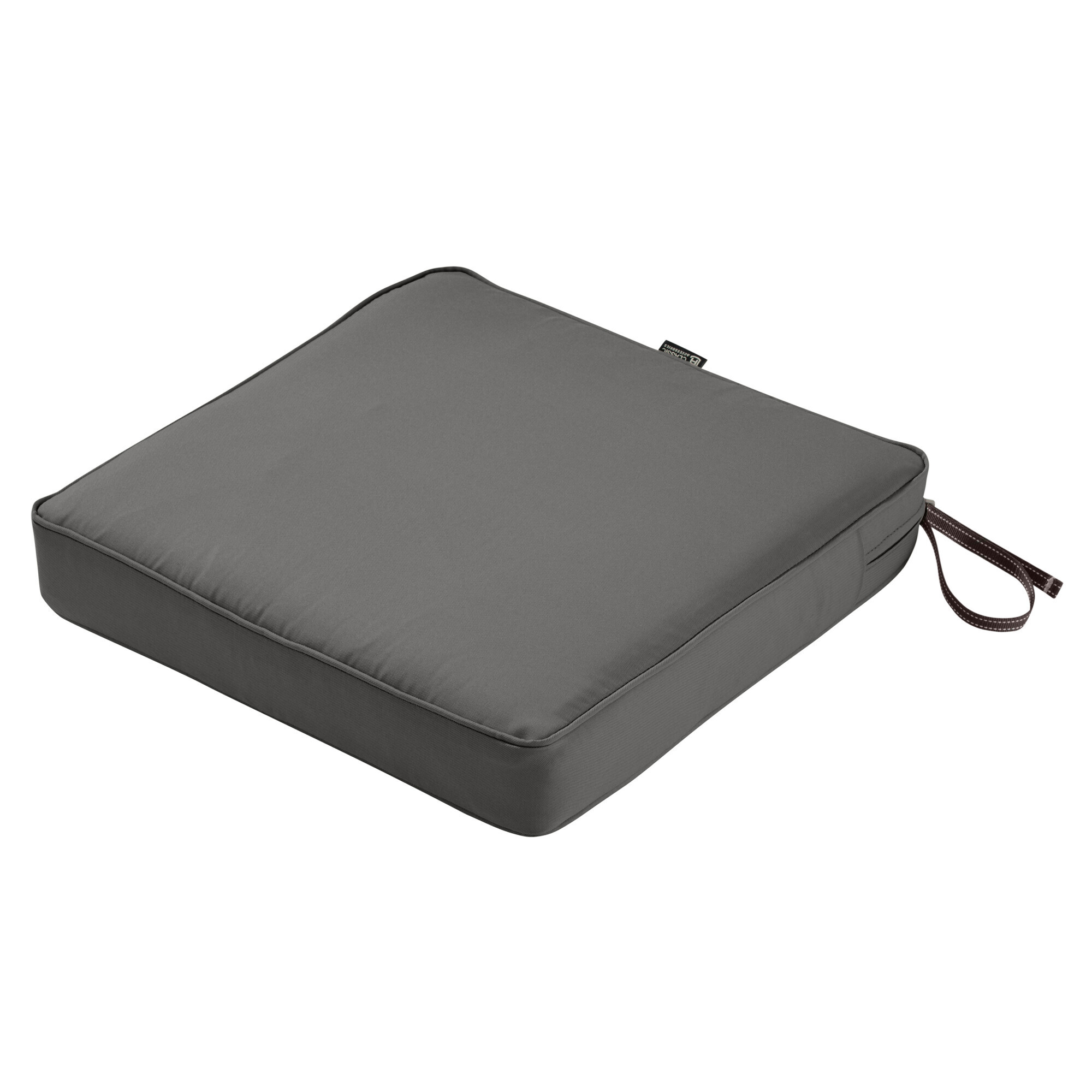 Classic Accessories Montlake FadeSafe Water-Resistant Patio Dining Seat Cushion — 21in. x 21in. x 3in., Light Charcoal, Model# 62-010-LCHARC-EC