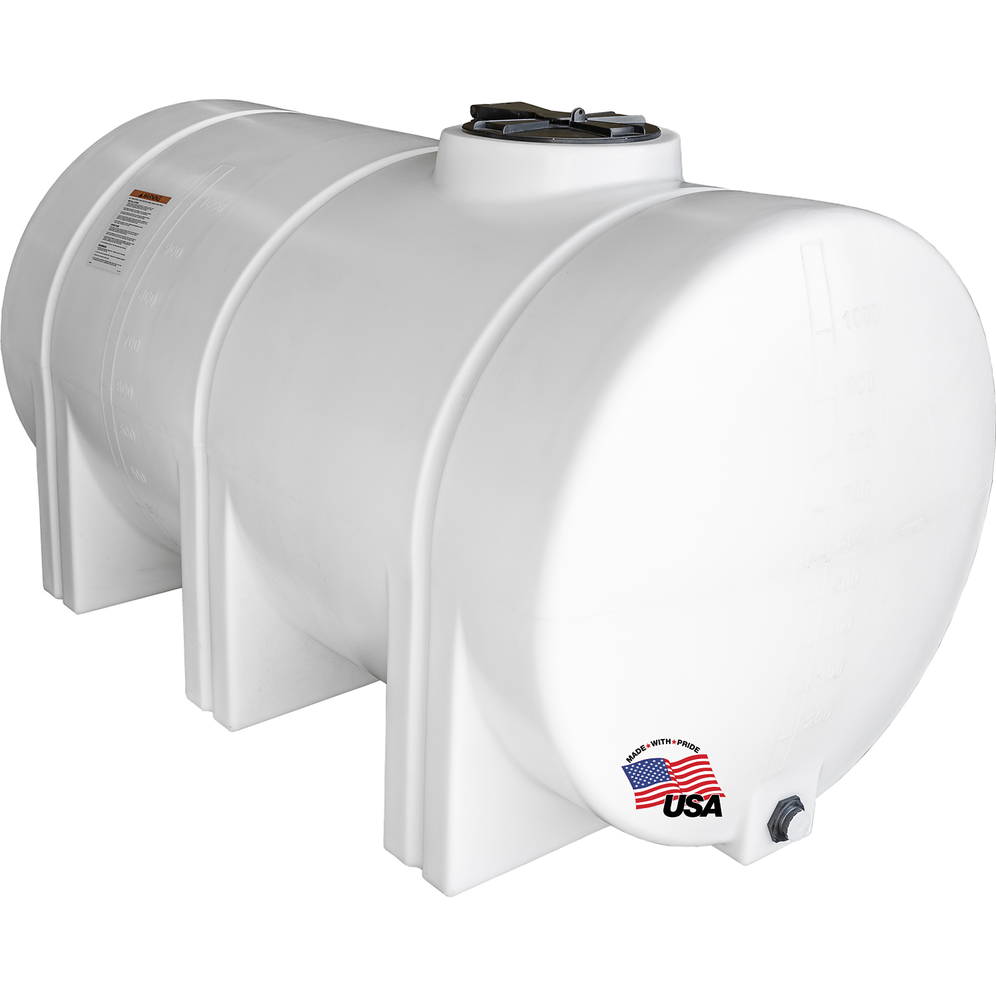 RomoTech 1065 Gallon Water Tank - Horizontal, Poly Tank for Non-Flammable, BPA Free Liquids, UV-Resistant Storage, 3/4" NPT Outlet, Made in USA, Natural, Model# 82129109
