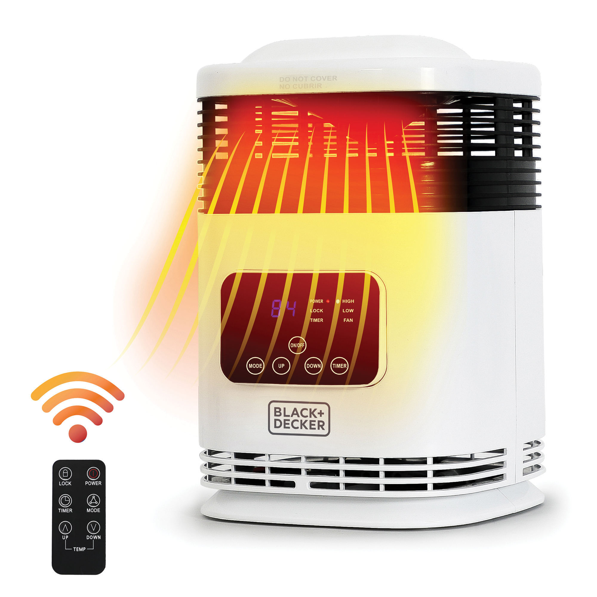 Black & Decker 360° Surround Heater — 1500W, Digital Display, Remote Control, White, Model# BH1607