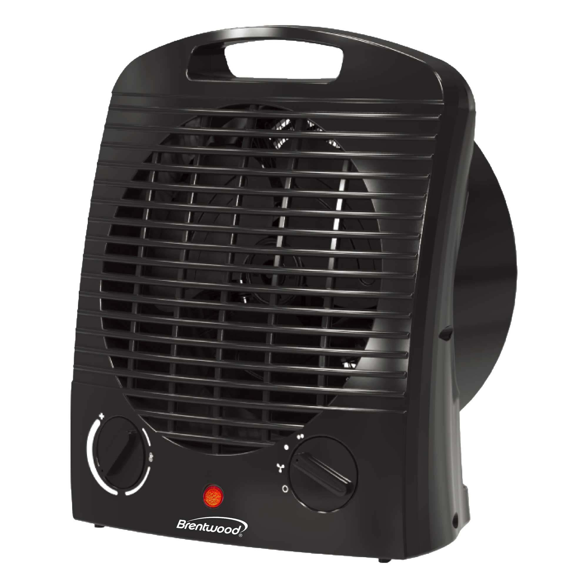 Brentwood Portable Electric Space Heater and Fan — 1,500W, Adjustable Thermostat, Safety Tip-Over Switch, Black, Model# H-F306BK