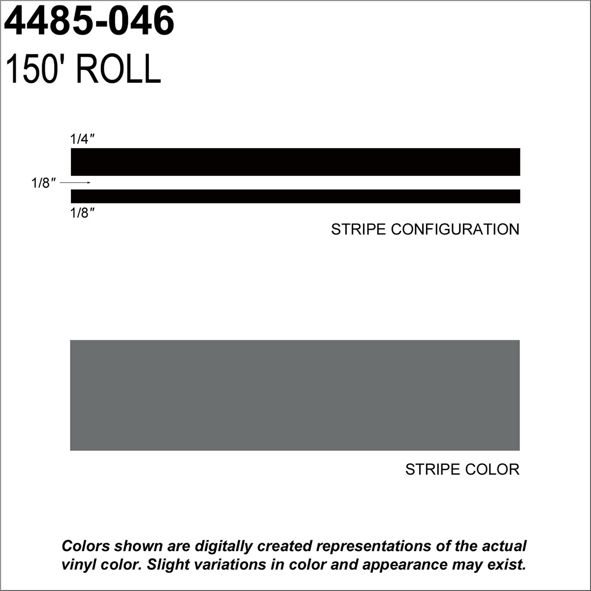 Sharpline Converting Pinstripe — 1/2in. x 150ft., Light Charcoal, Durable Vinyl, Model# SHR4485-046