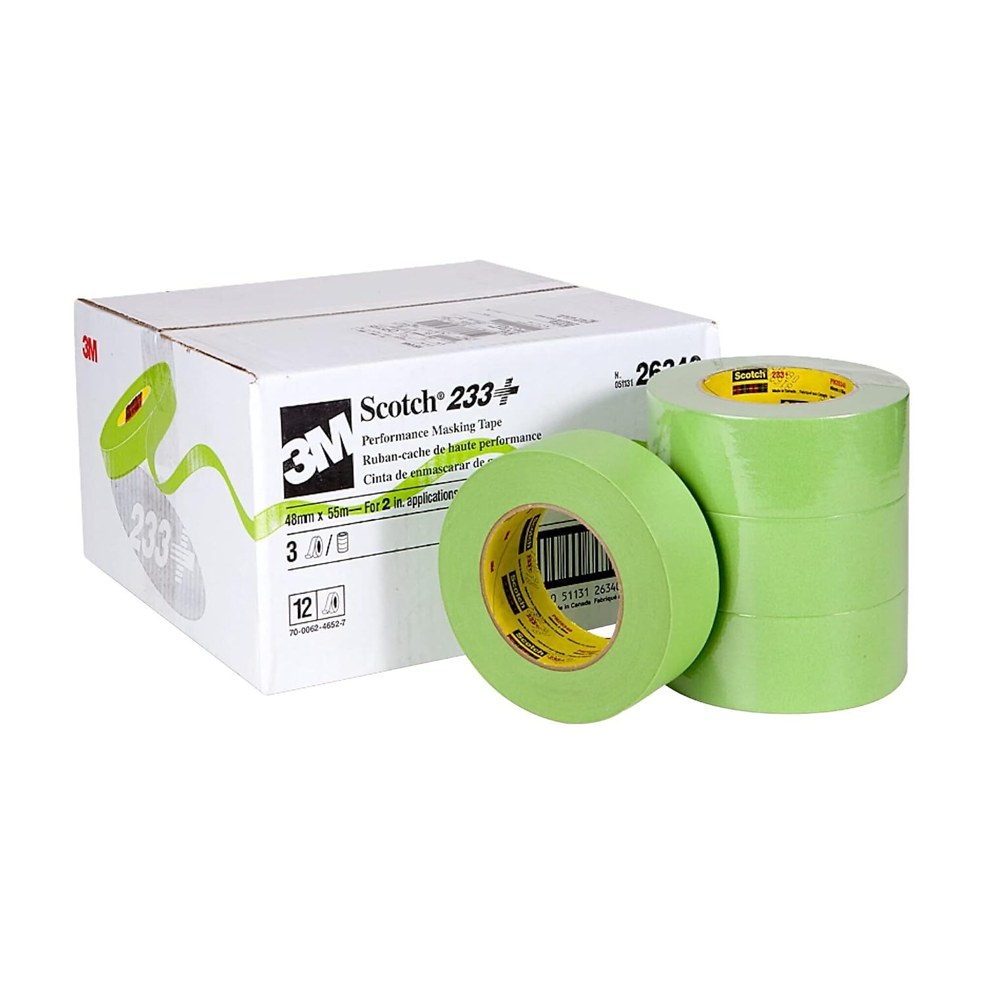 3M Masking Tape 233+ — 2in. x 60 Yds., 12 Rolls, Model# MMM26340 ...